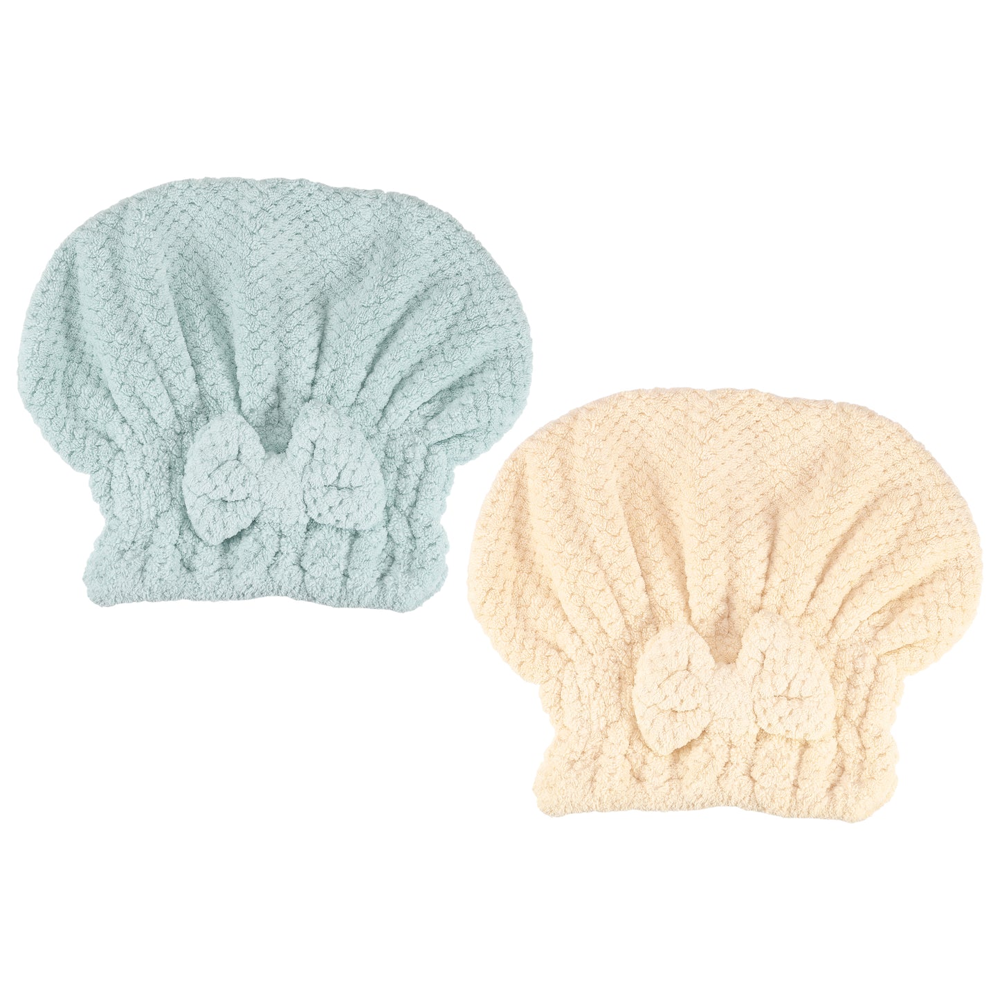 2 Pcs Nylon Coral Fleece Hair Towel Quick Drying Absorbent Dry Cap Beige, Blue