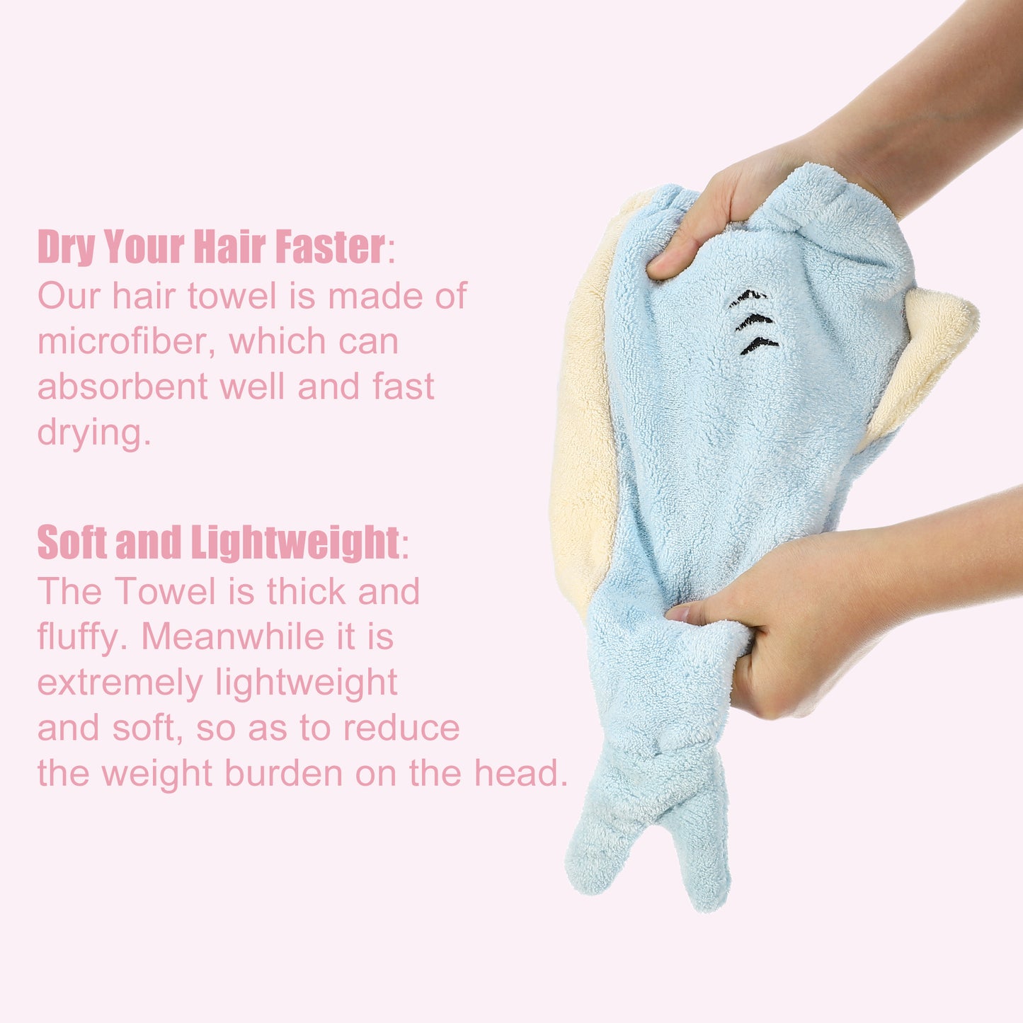 Teenager Hair Drying Towel Cute Cartoon Absorbent Dry Cap Towel Blue