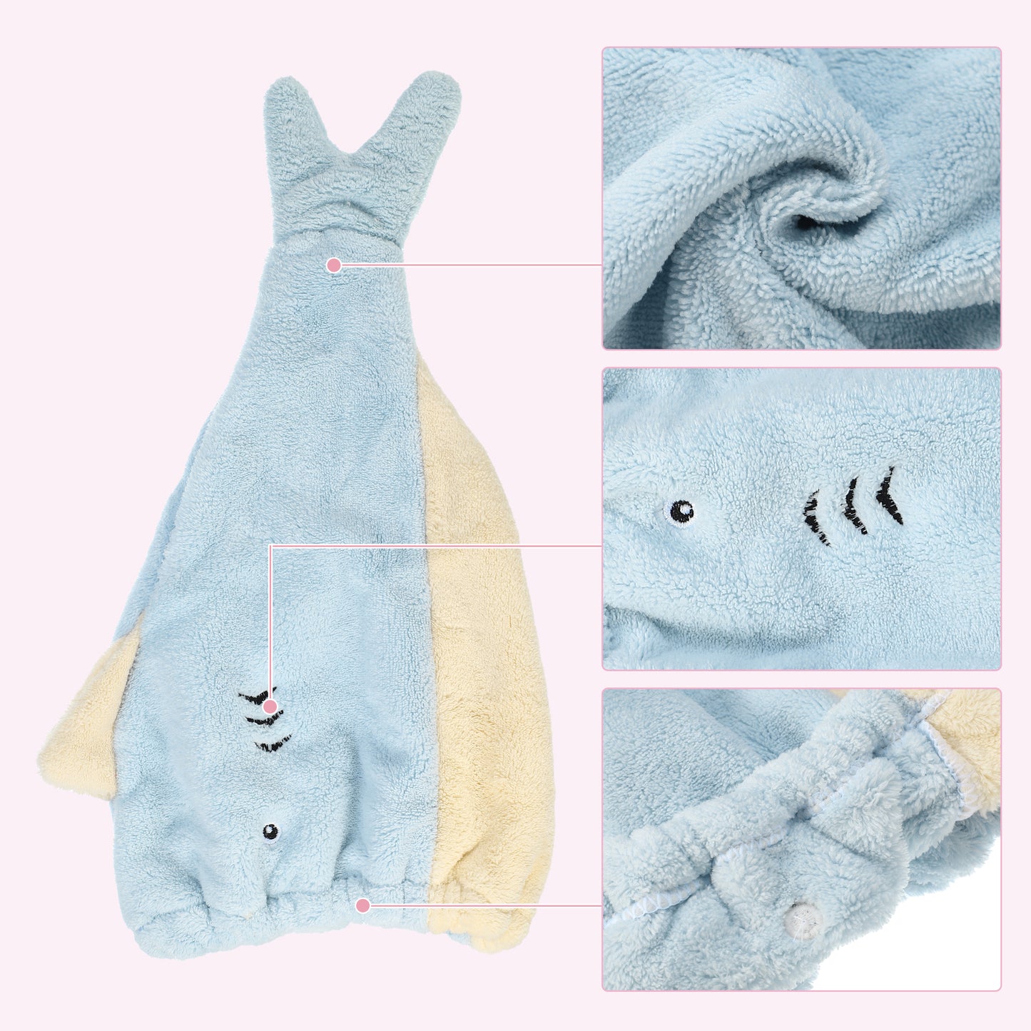 Teenager Hair Drying Towel Cute Cartoon Absorbent Dry Cap Towel Blue