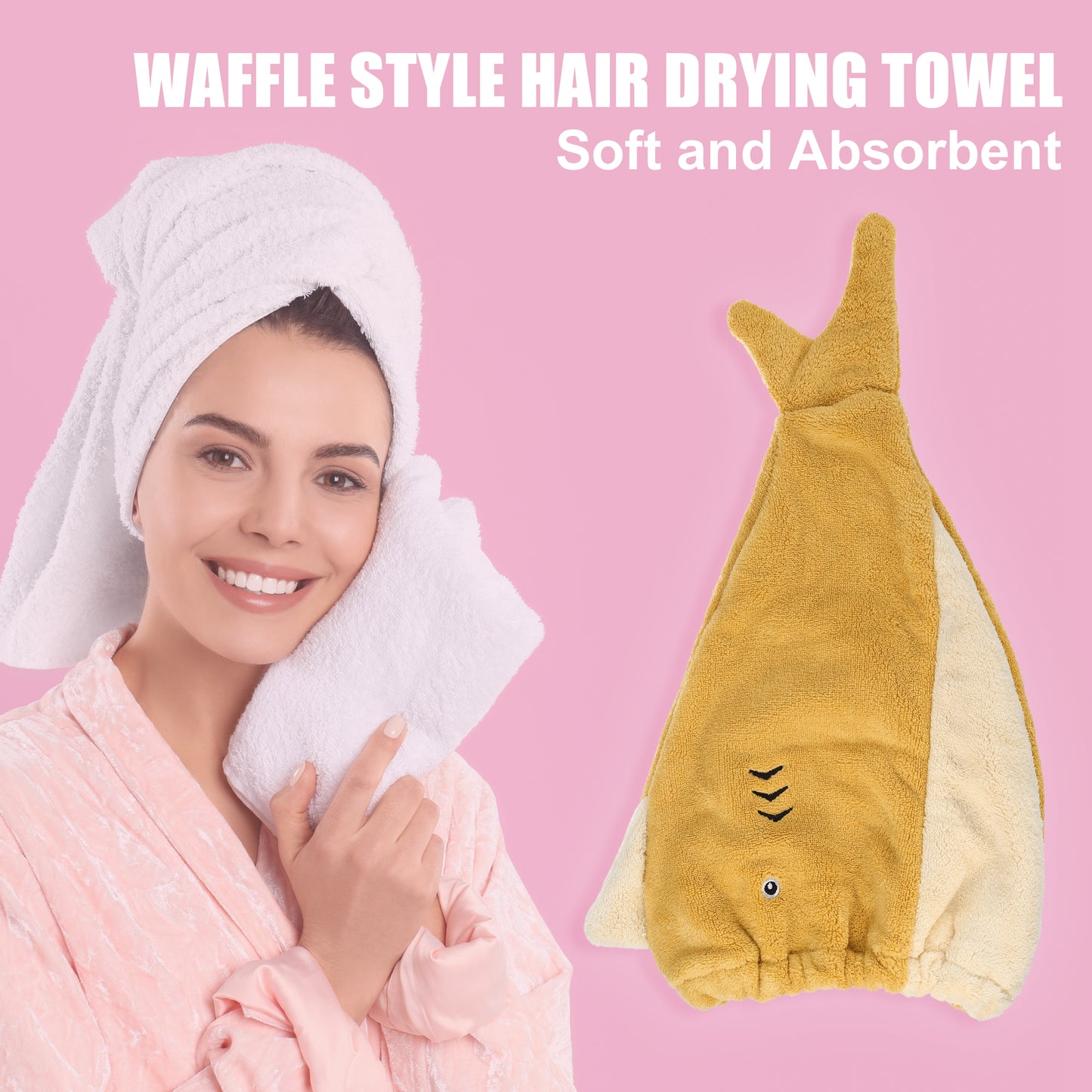 Teenager Hair Drying Towel Cute Cartoon Absorbent Dry Cap Towel Yellow
