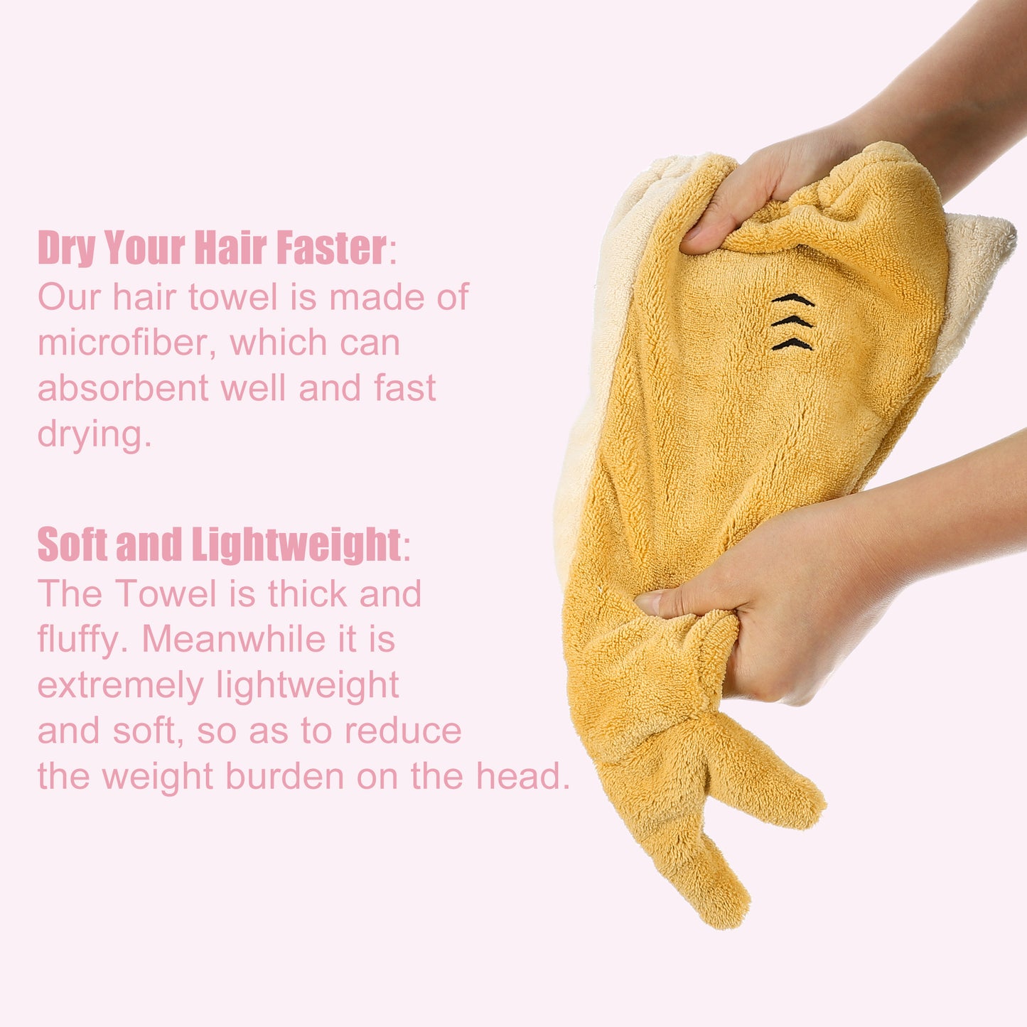 Teenager Hair Drying Towel Cute Cartoon Absorbent Dry Cap Towel Yellow