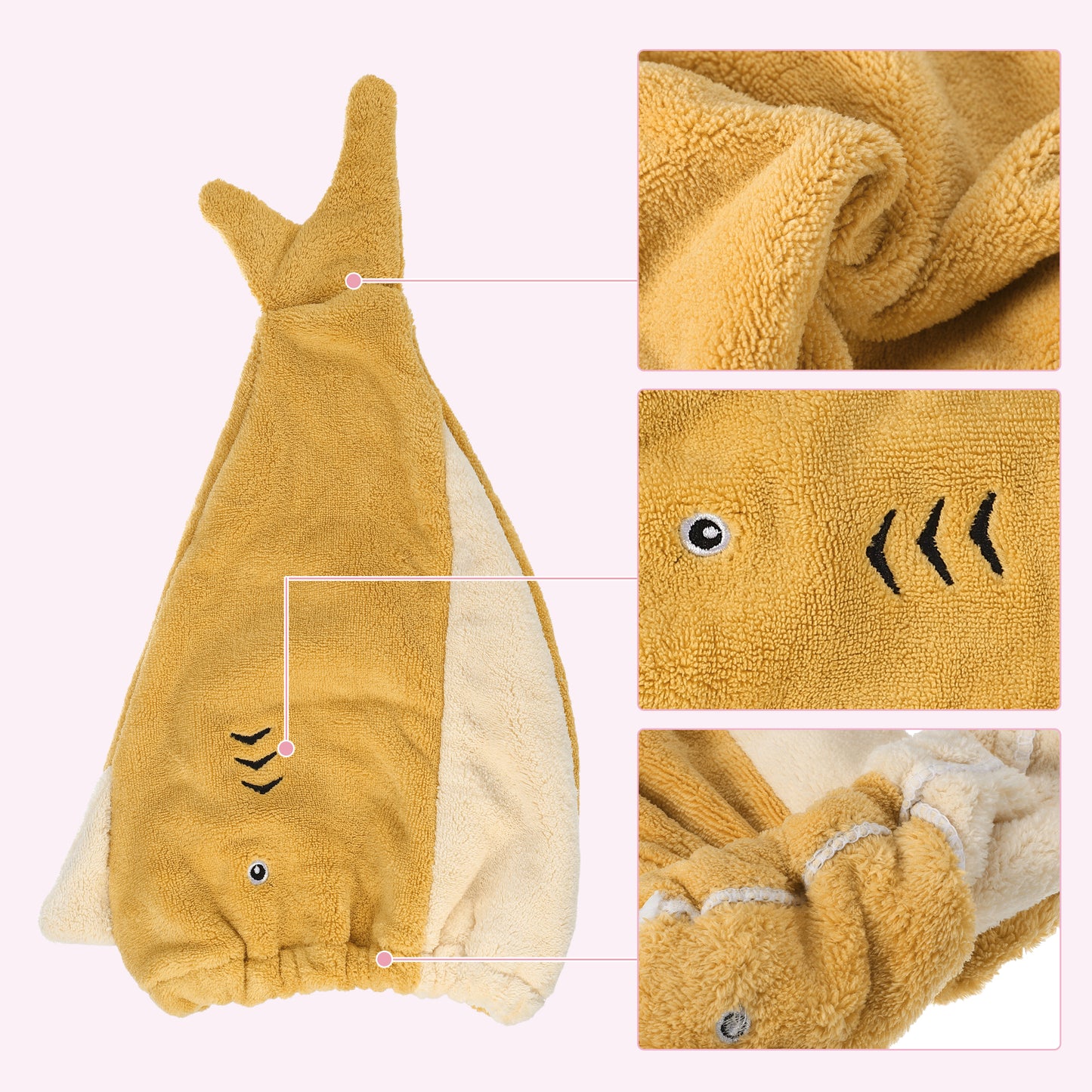 Teenager Hair Drying Towel Cute Cartoon Absorbent Dry Cap Towel Yellow
