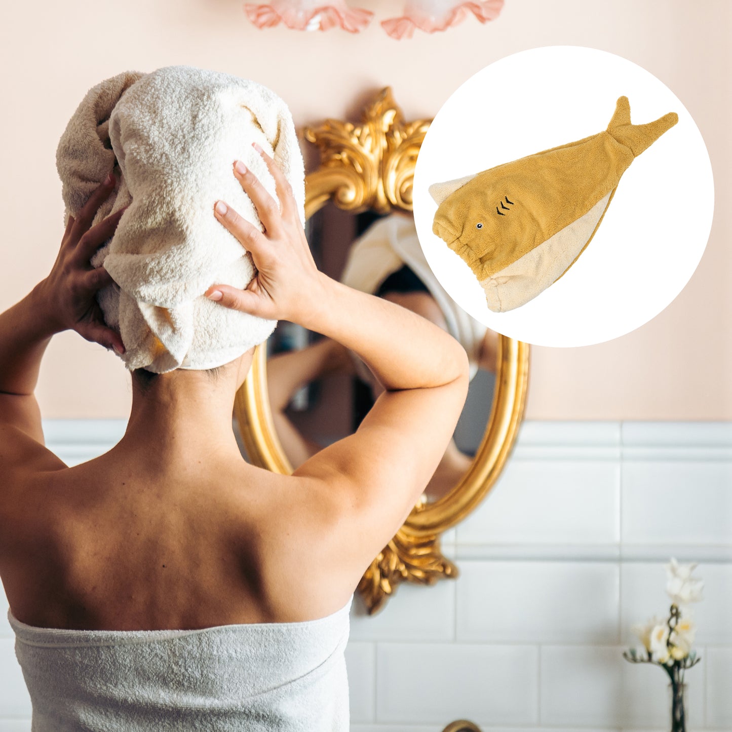 Teenager Hair Drying Towel Cute Cartoon Absorbent Dry Cap Towel Yellow