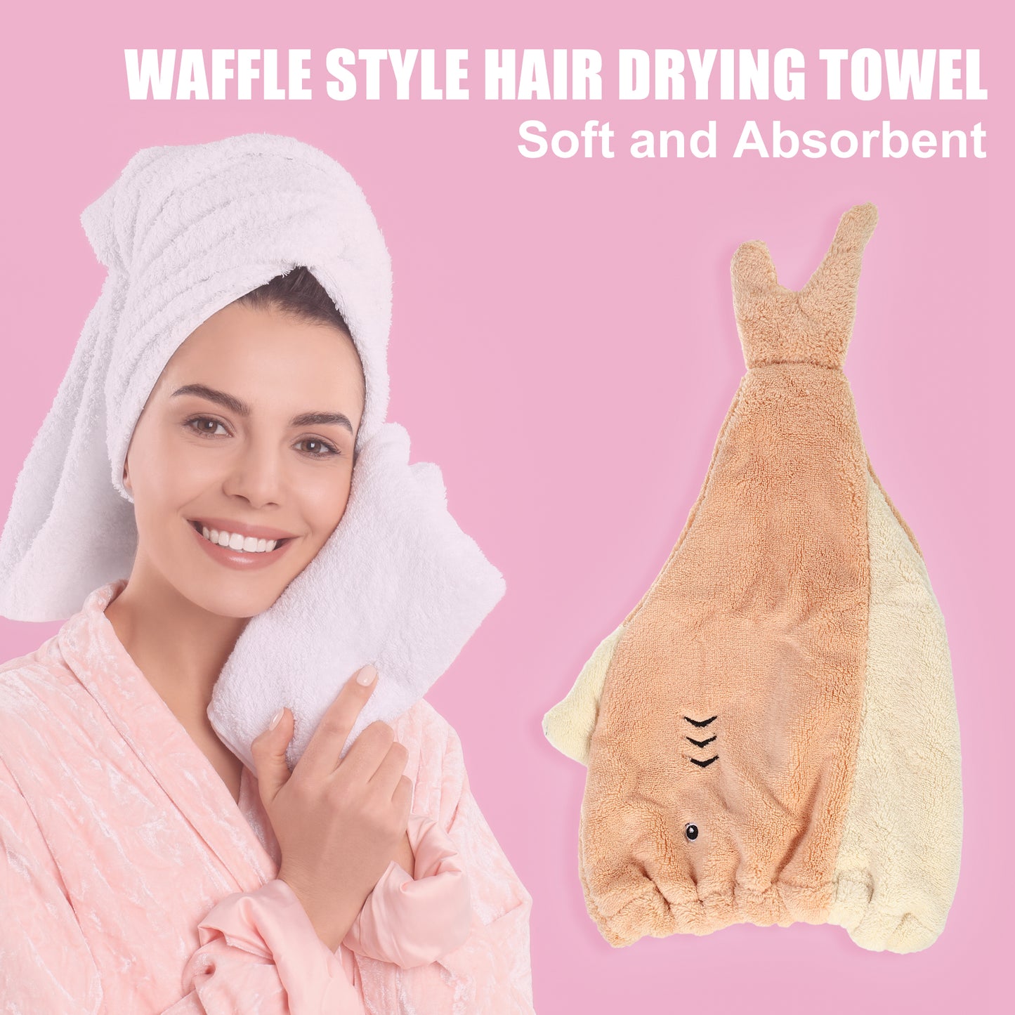 Teenager Hair Drying Towel Cute Cartoon Absorbent Dry Cap Towel Orange