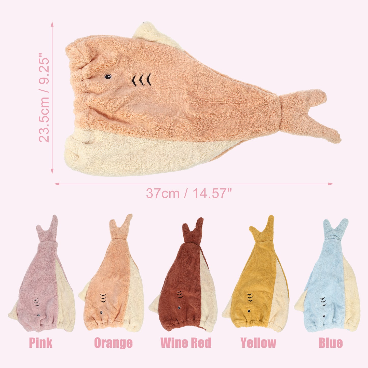 Teenager Hair Drying Towel Cute Cartoon Absorbent Dry Cap Towel Orange