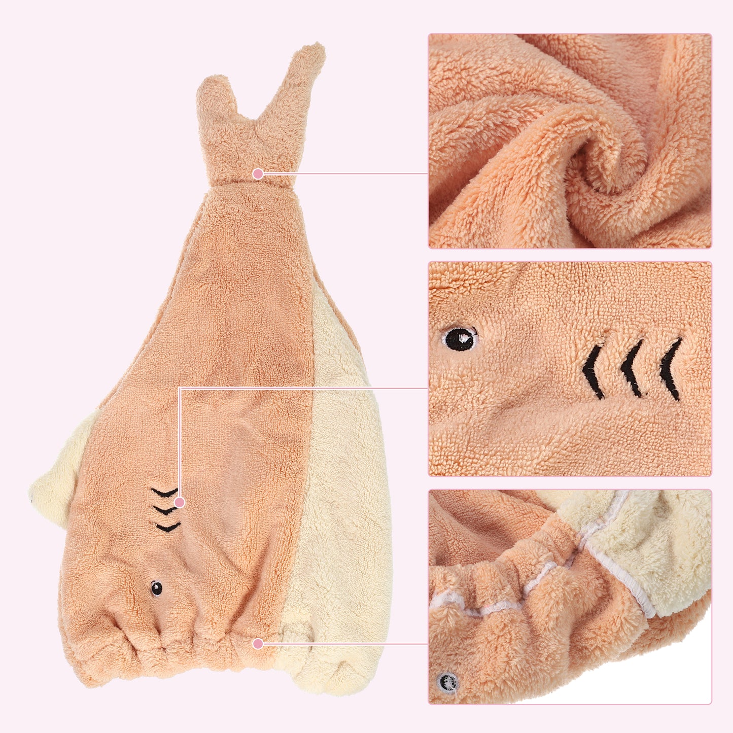 Teenager Hair Drying Towel Cute Cartoon Absorbent Dry Cap Towel Orange