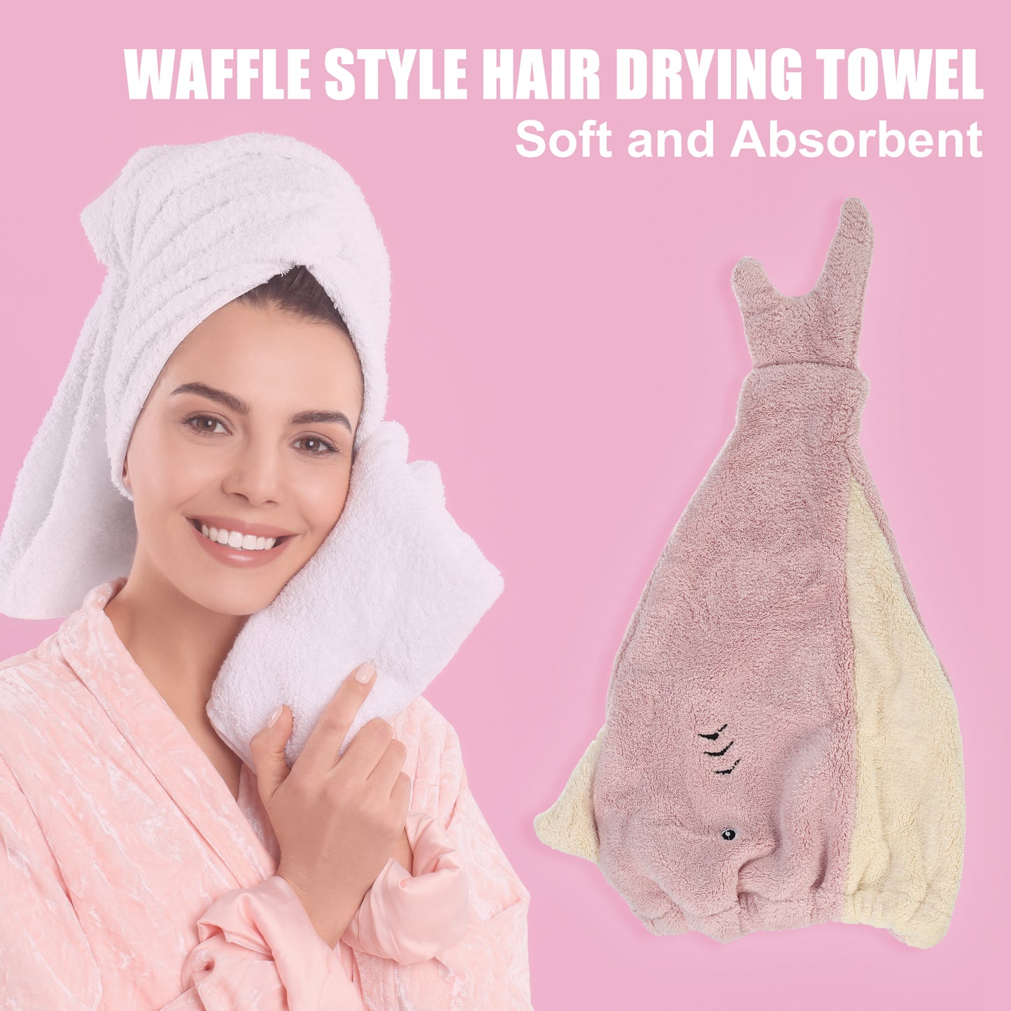 Teenager Hair Drying Towel Cute Cartoon Absorbent Dry Cap Towel Pink