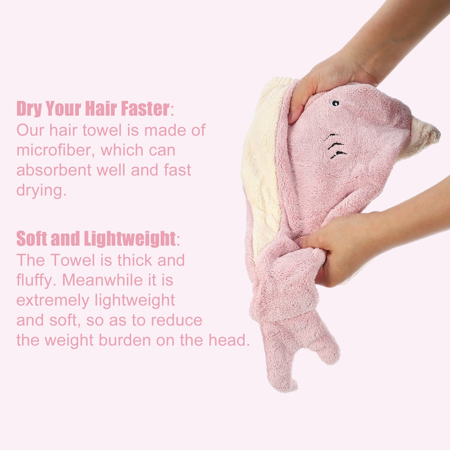 Teenager Hair Drying Towel Cute Cartoon Absorbent Dry Cap Towel Pink