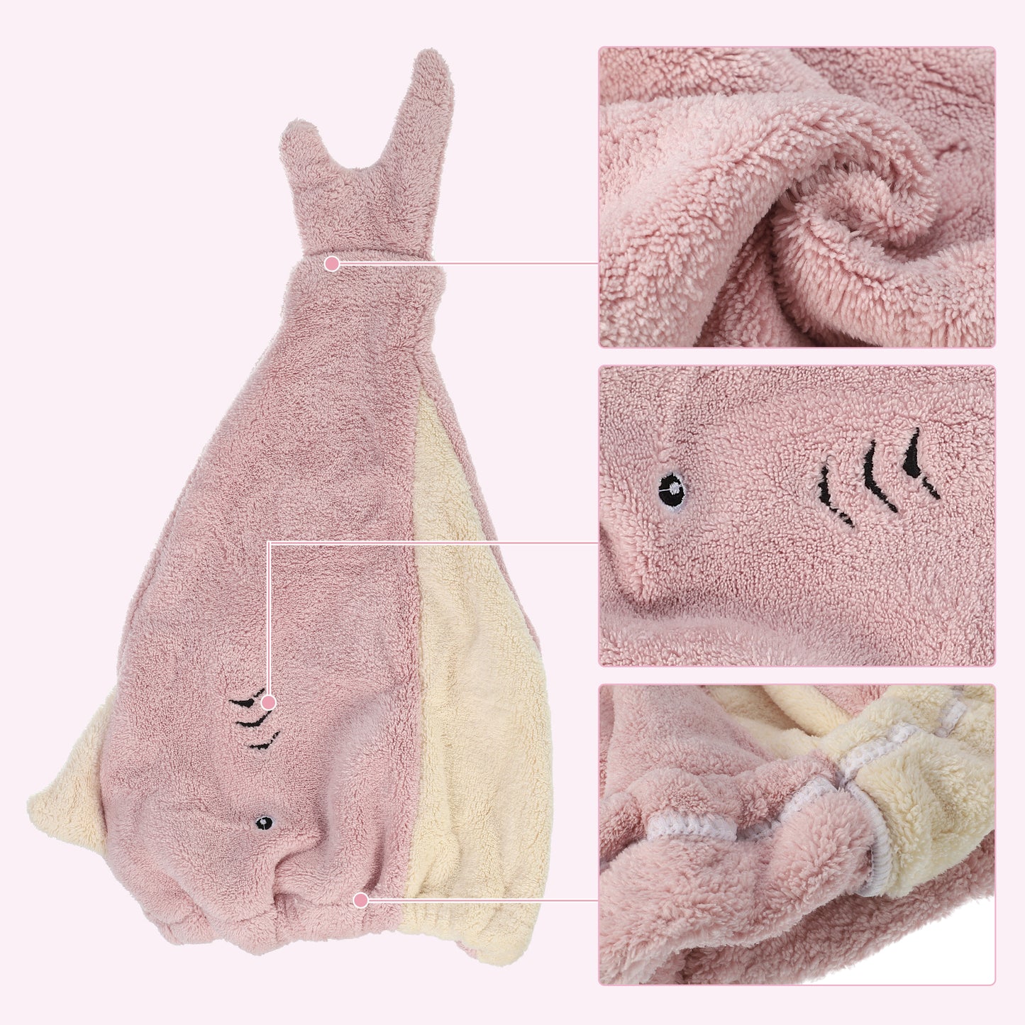 Teenager Hair Drying Towel Cute Cartoon Absorbent Dry Cap Towel Pink