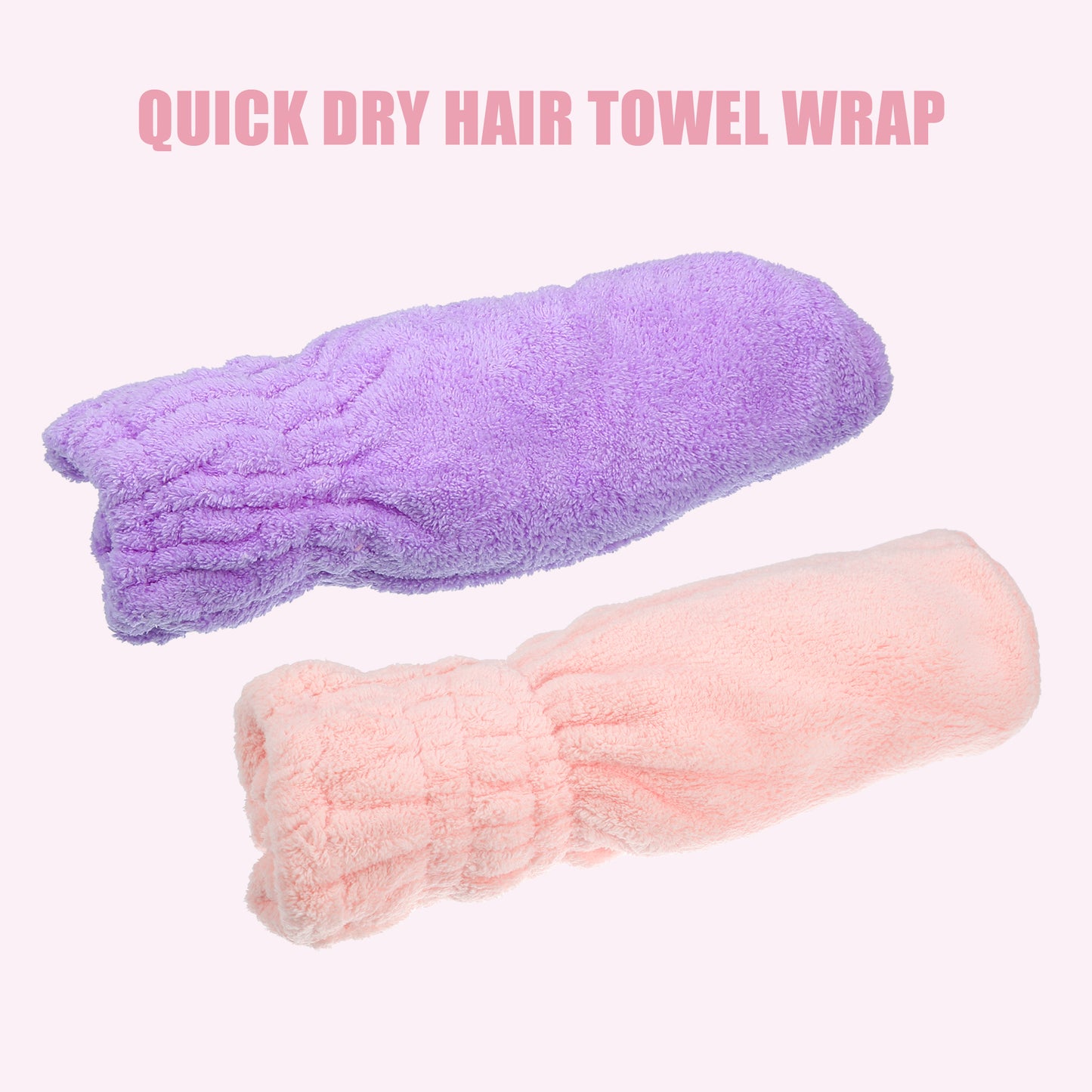 2 Pcs Coral Fleece Hair Drying Towel Dry Cap, Lightweight Strong Absorbent, Pink, Purple