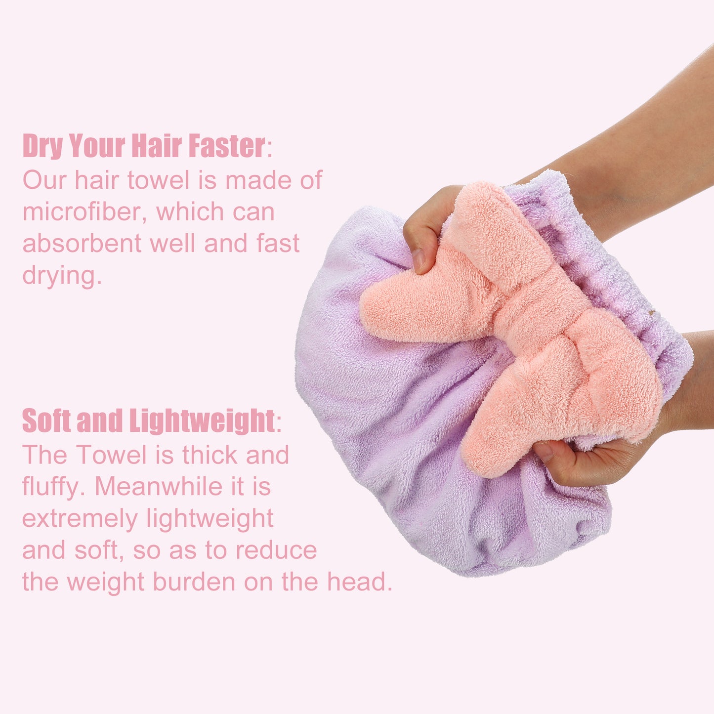 Coral Fleece Hair Drying Towel Big Bow Cute Quick Drying Cap Purple