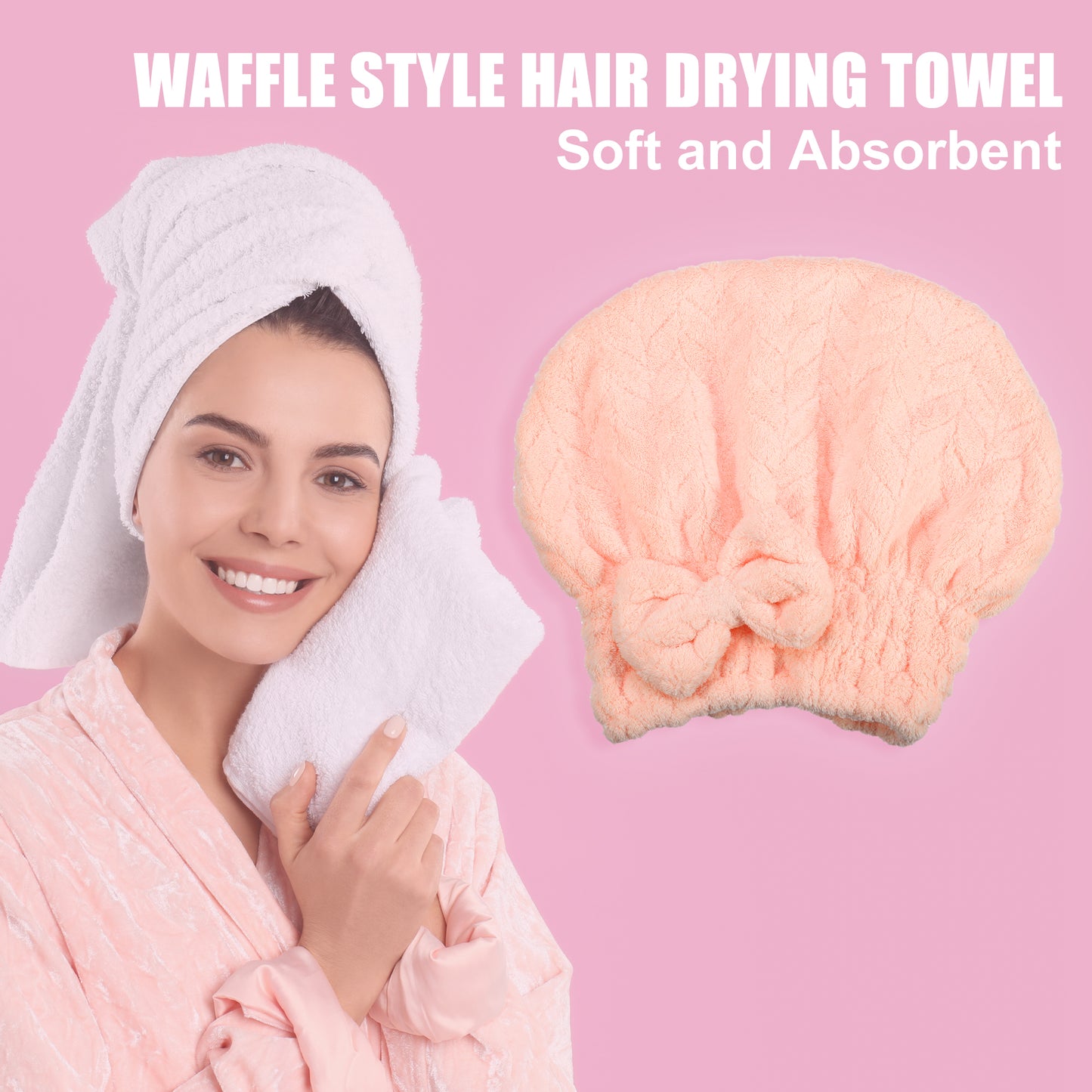 Diamond Shape Quick Drying Absorbent Hair Towel Dry Cap Pink