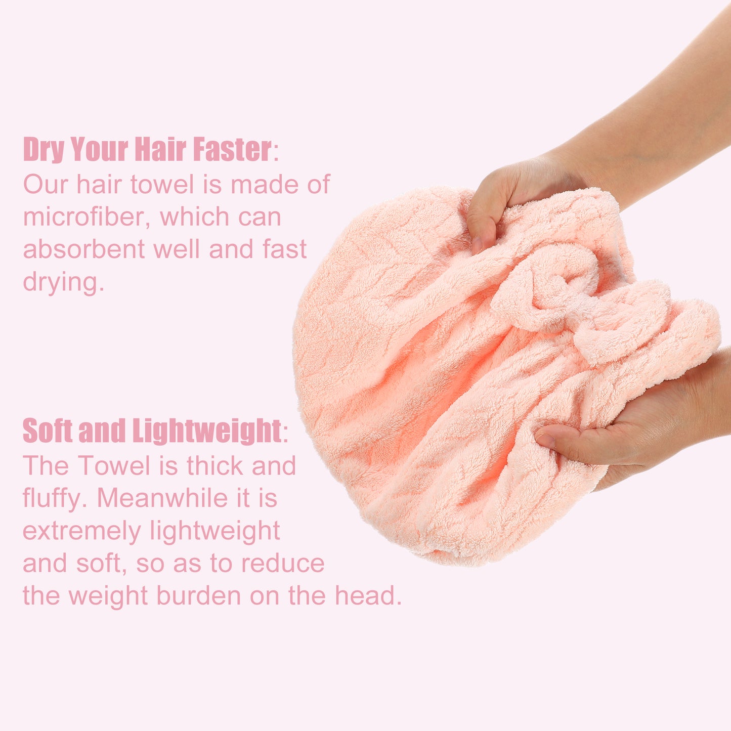 Diamond Shape Quick Drying Absorbent Hair Towel Dry Cap Pink