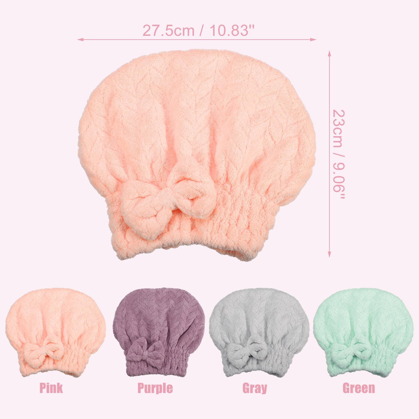 Diamond Shape Quick Drying Absorbent Hair Towel Dry Cap Pink