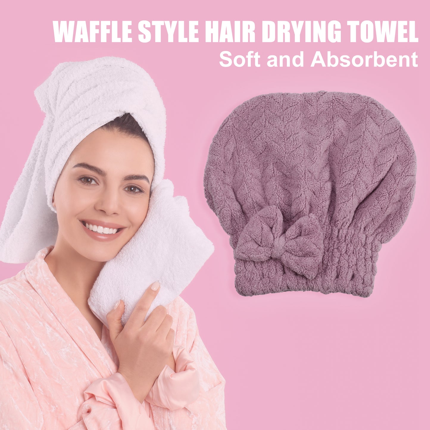 Diamond Shape Quick Drying Absorbent Hair Towel Dry Cap Purple