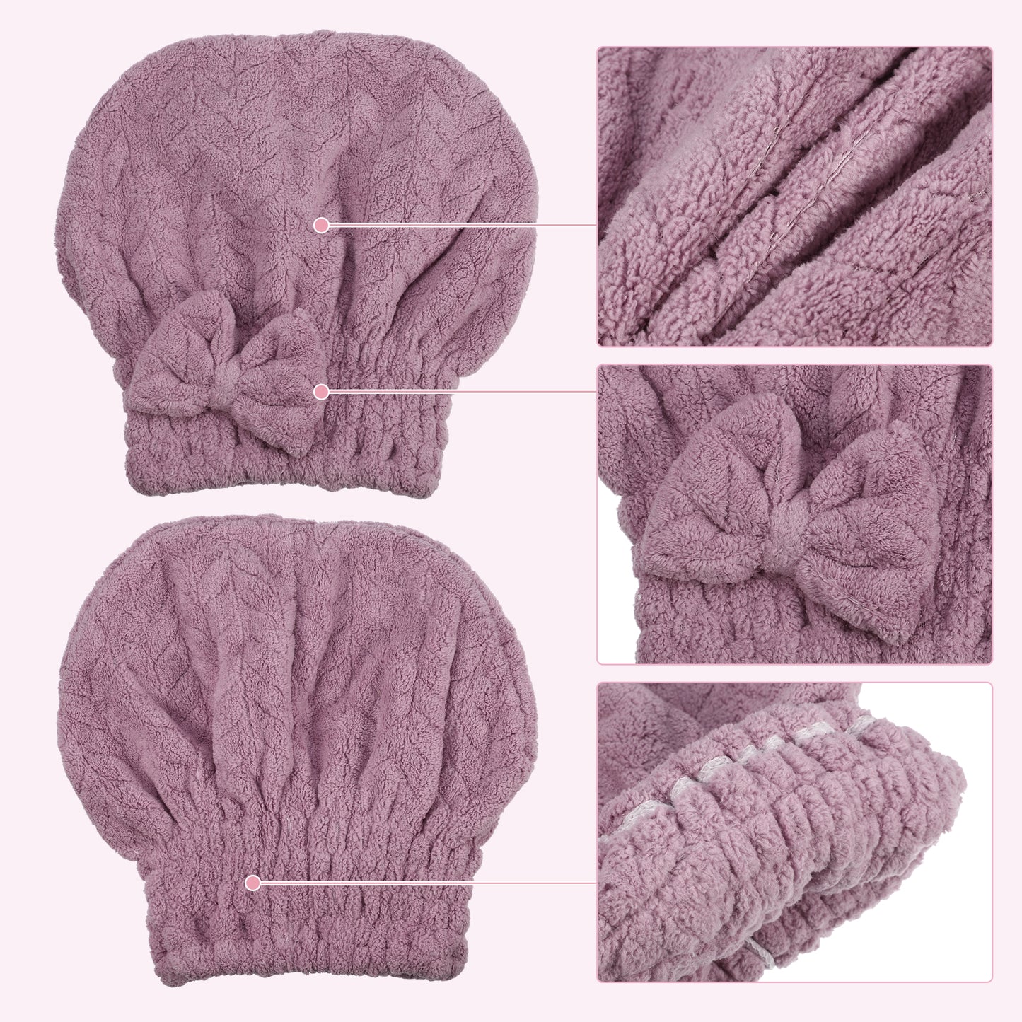 Diamond Shape Quick Drying Absorbent Hair Towel Dry Cap Purple