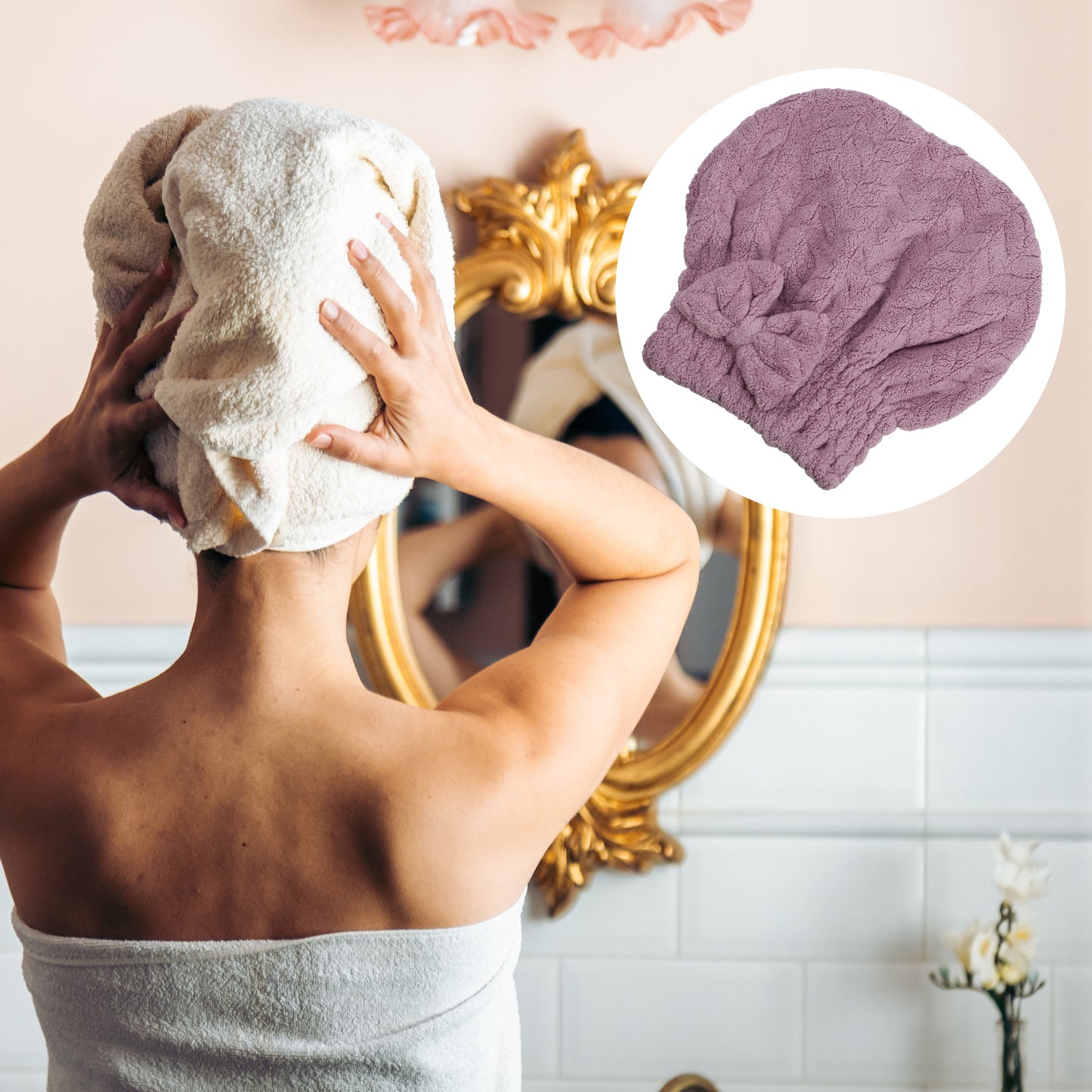 Diamond Shape Quick Drying Absorbent Hair Towel Dry Cap Purple