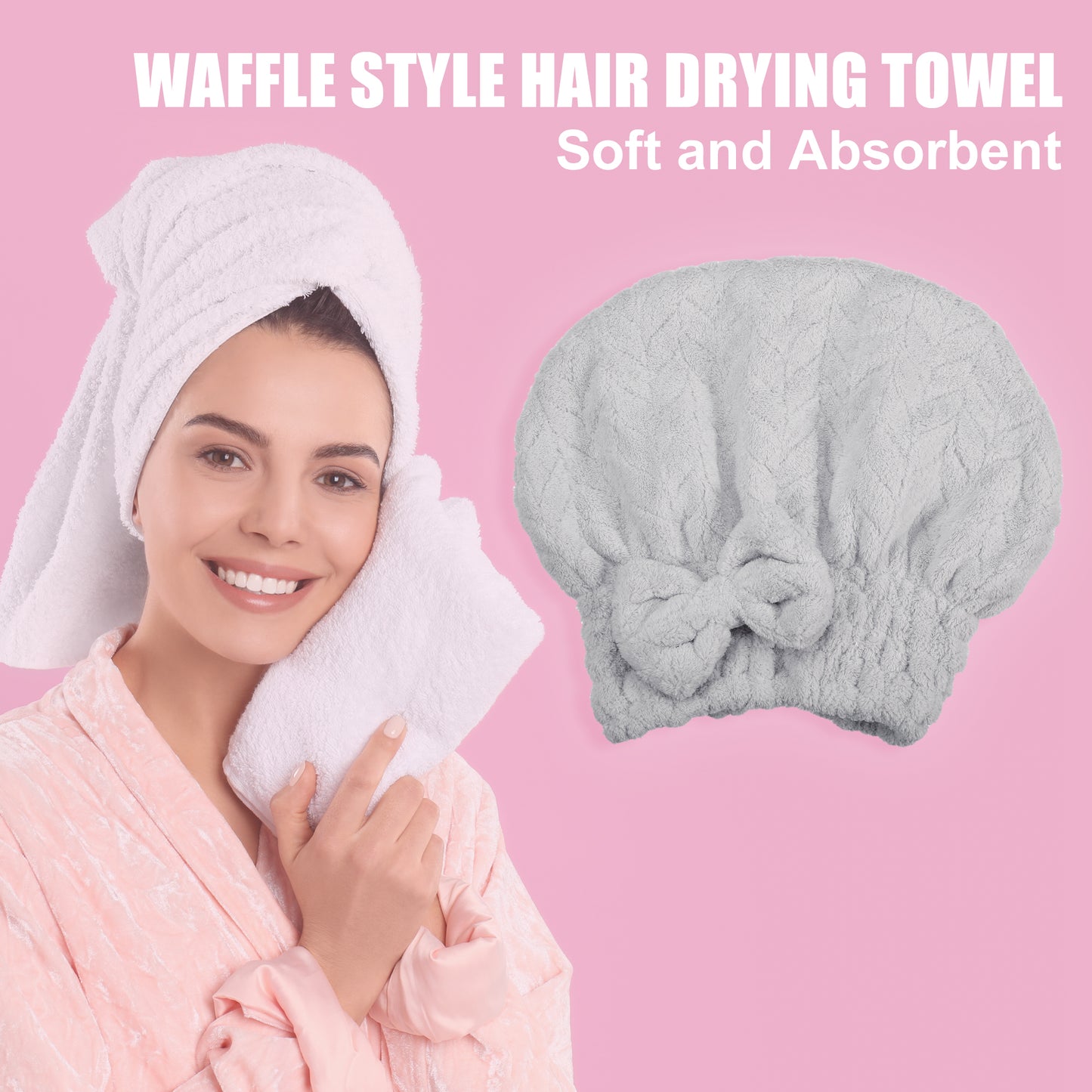 Diamond Shape Quick Drying Absorbent Hair Towel Dry Cap Gray