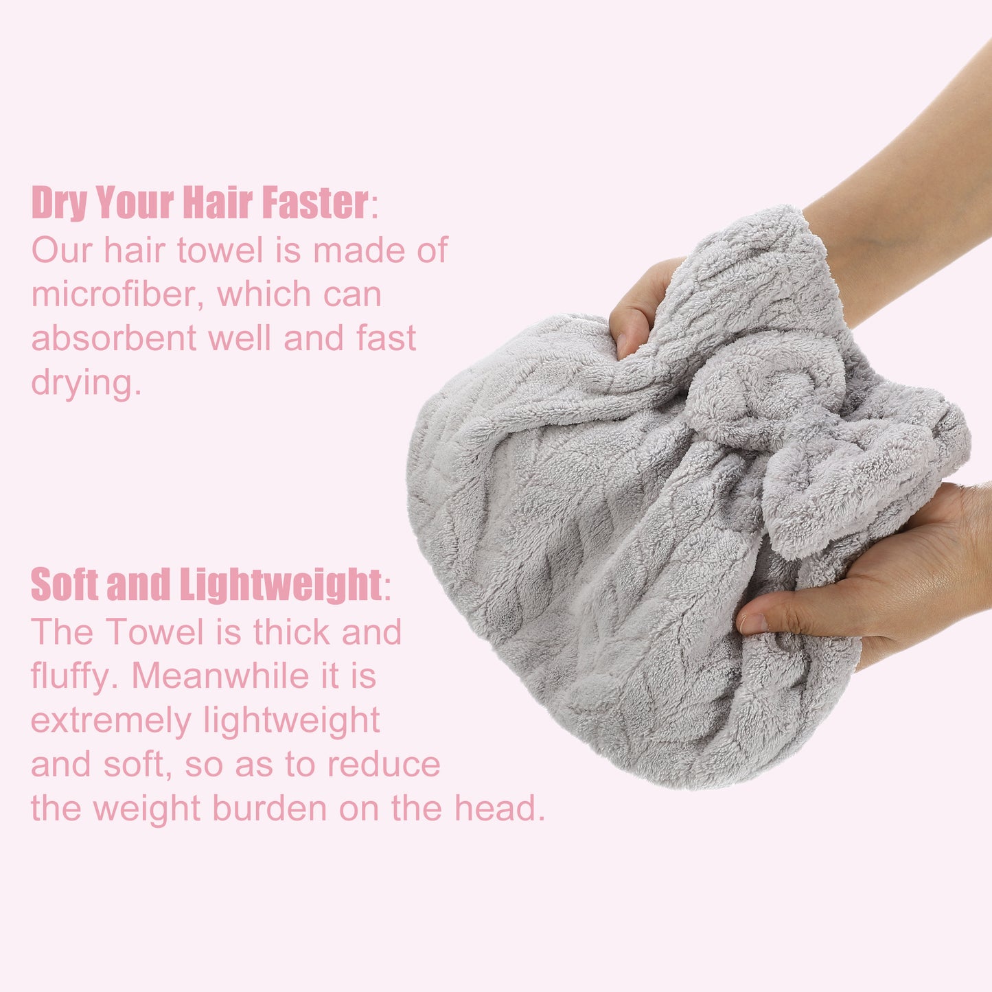Diamond Shape Quick Drying Absorbent Hair Towel Dry Cap Gray