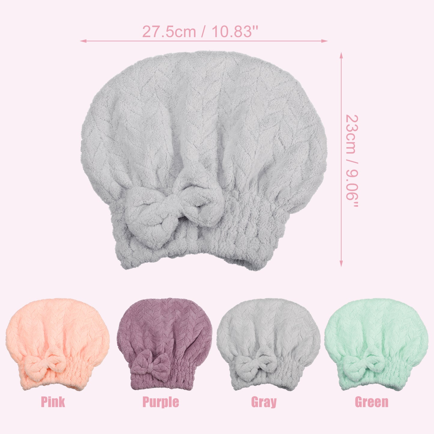 Diamond Shape Quick Drying Absorbent Hair Towel Dry Cap Gray