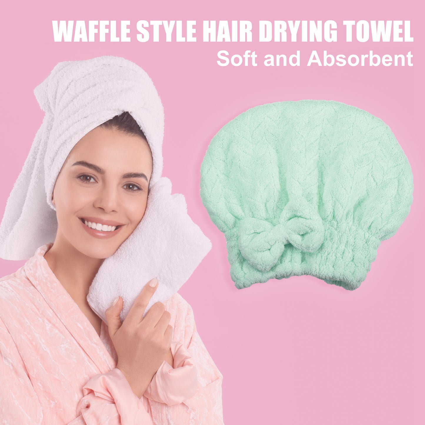 Diamond Shape Quick Drying Absorbent Hair Towel Dry Cap Green
