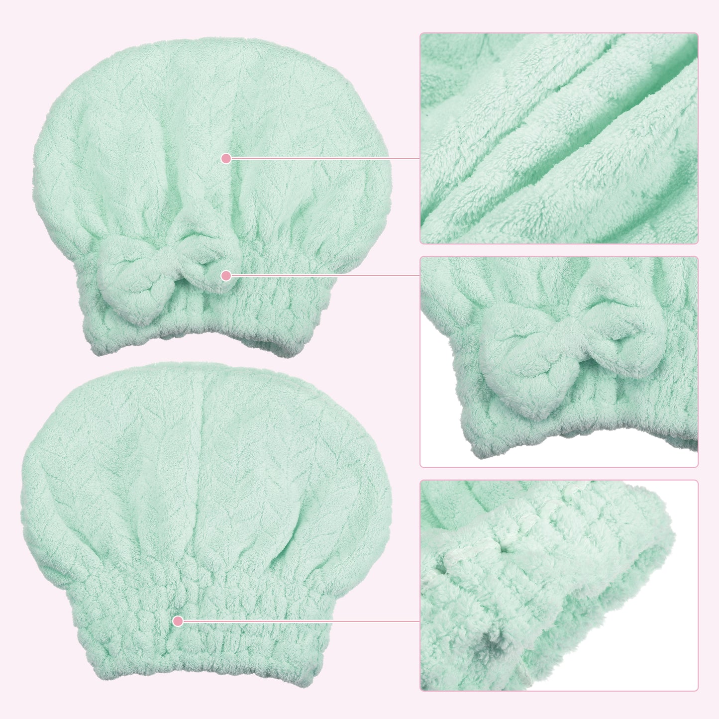 Diamond Shape Quick Drying Absorbent Hair Towel Dry Cap Green