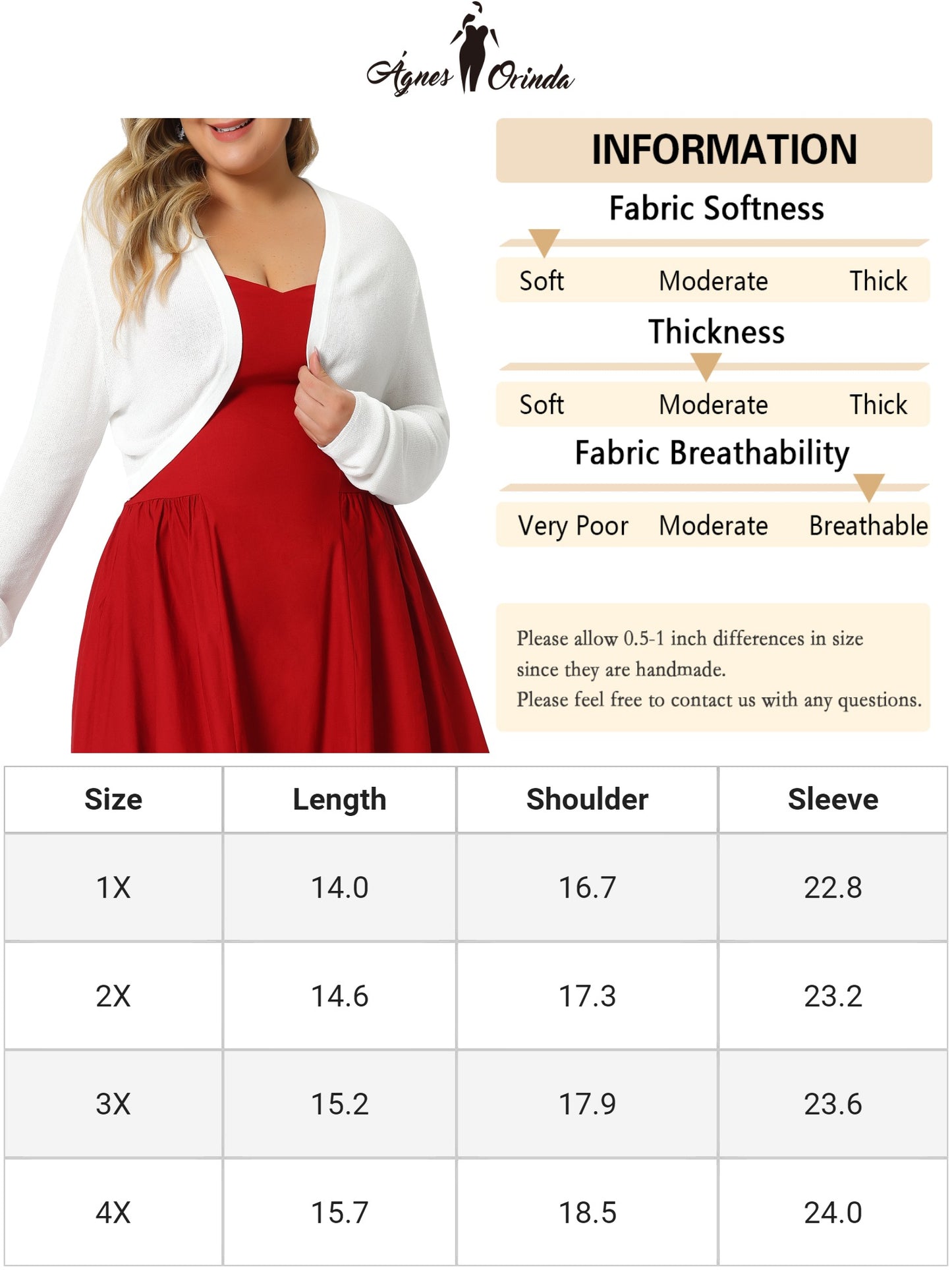 Women Plus Size Sweater Cardigan Long Sleeve Open Front Bolero Cropped Shrug Cardigans