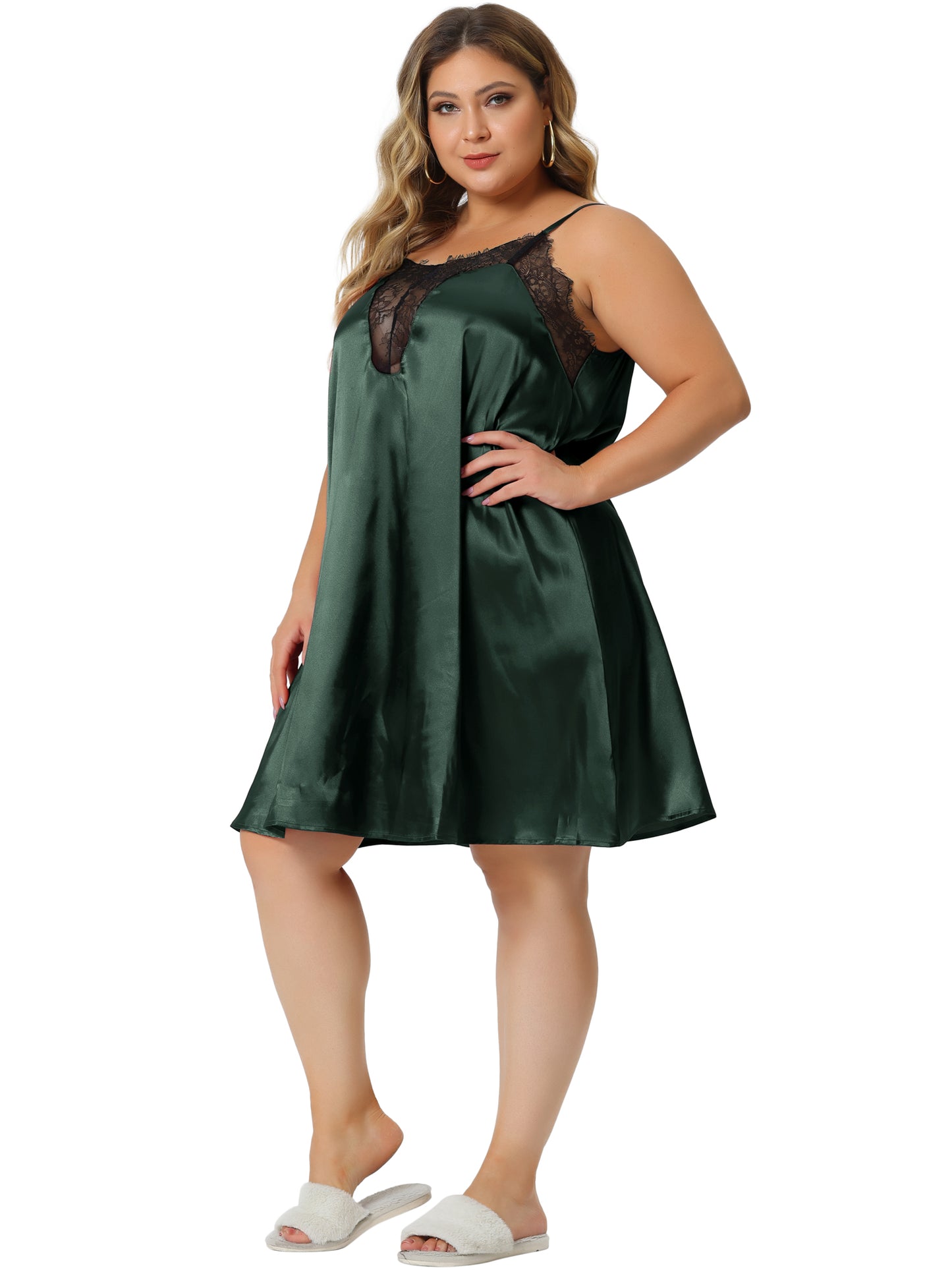 Women Plus Size Nightgown Lace Nightgowns Spaghetti Lounge Sleep Dress