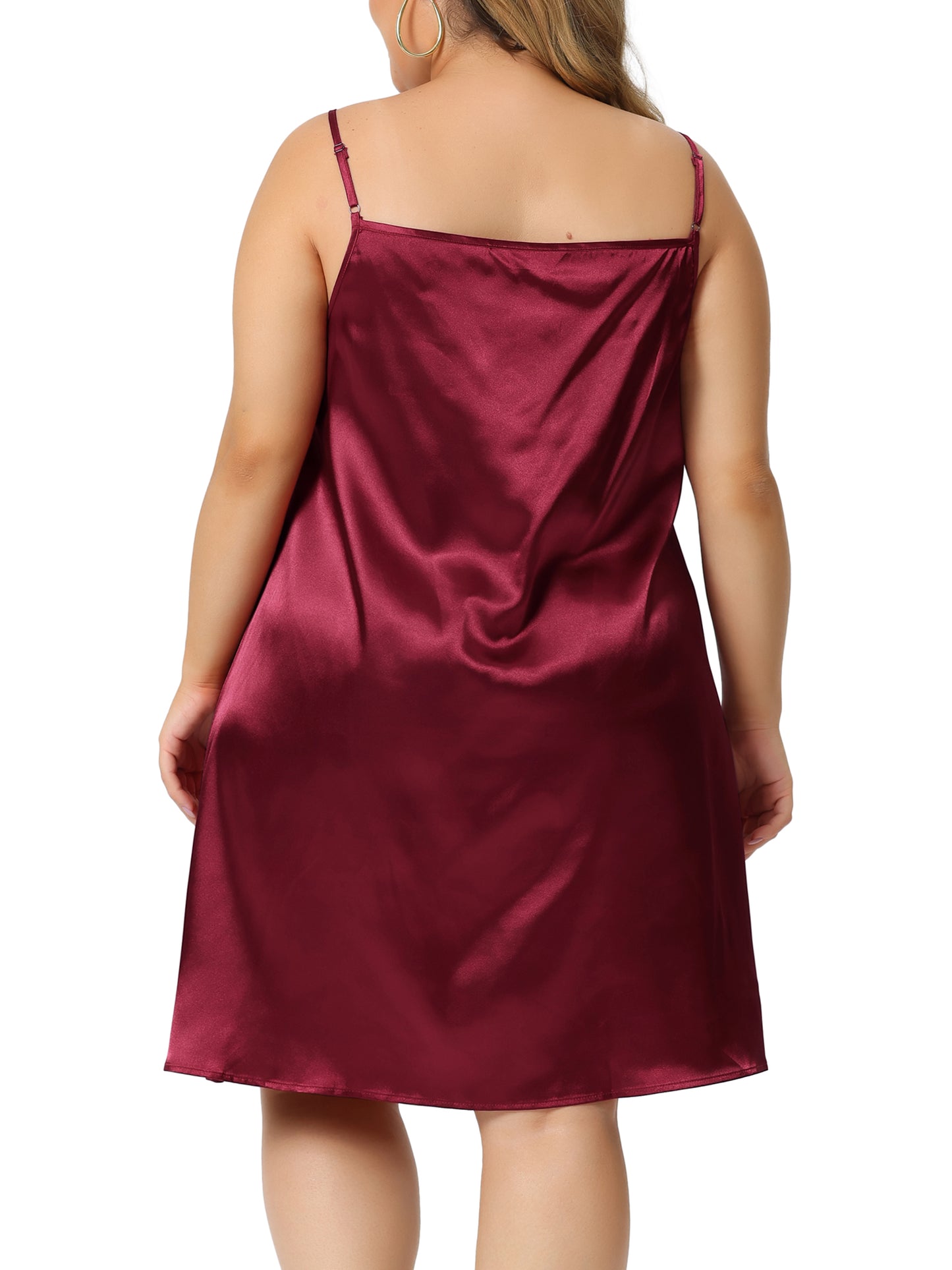 Camisón de encaje de talla grande para mujer, vestido de dormir con tirantes finos