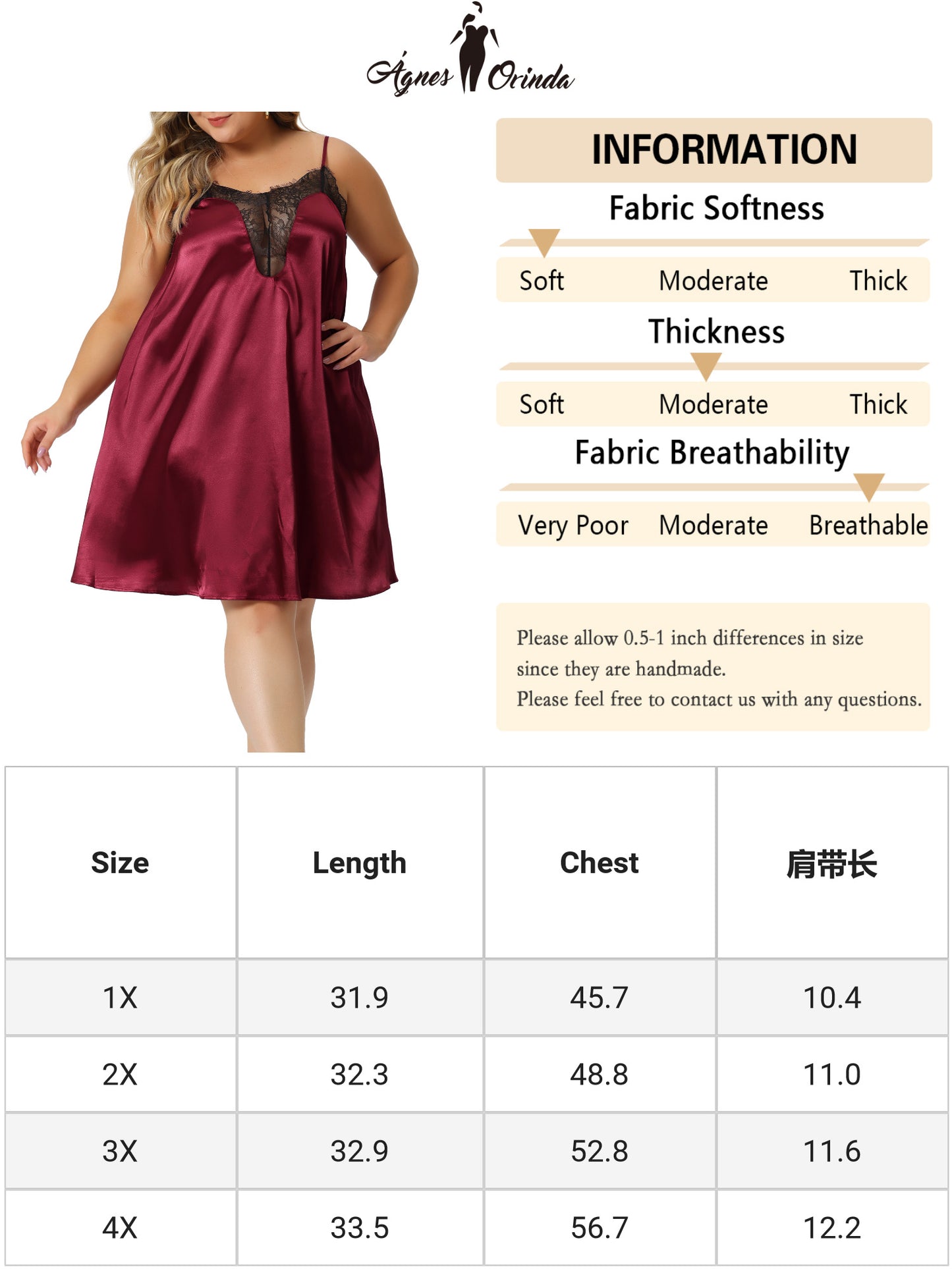 Camisón de encaje de talla grande para mujer, vestido de dormir con tirantes finos