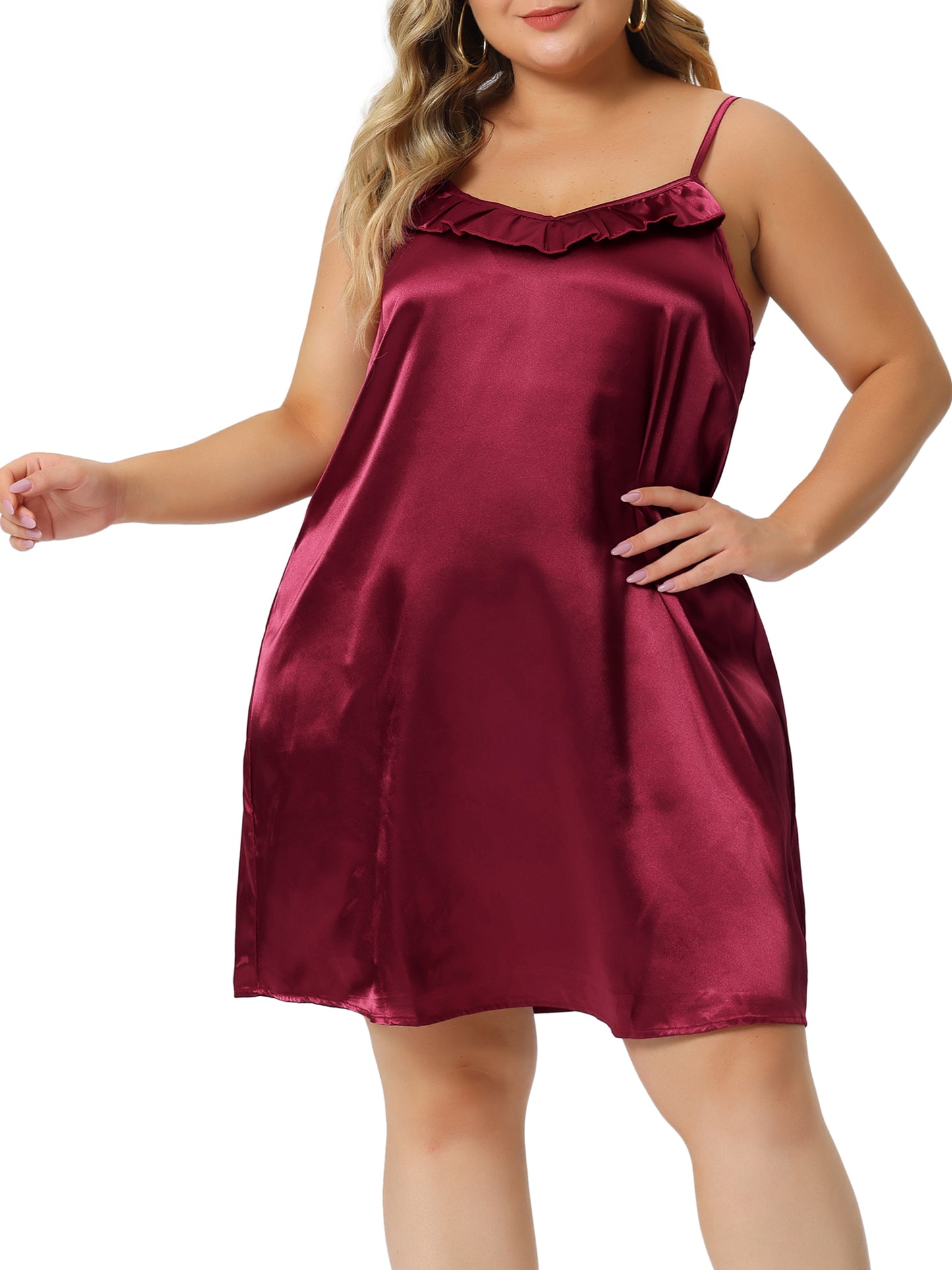 Women Plus Size Nightgown Ruffle Nightgowns Spaghetti Lounge Sleep Dress