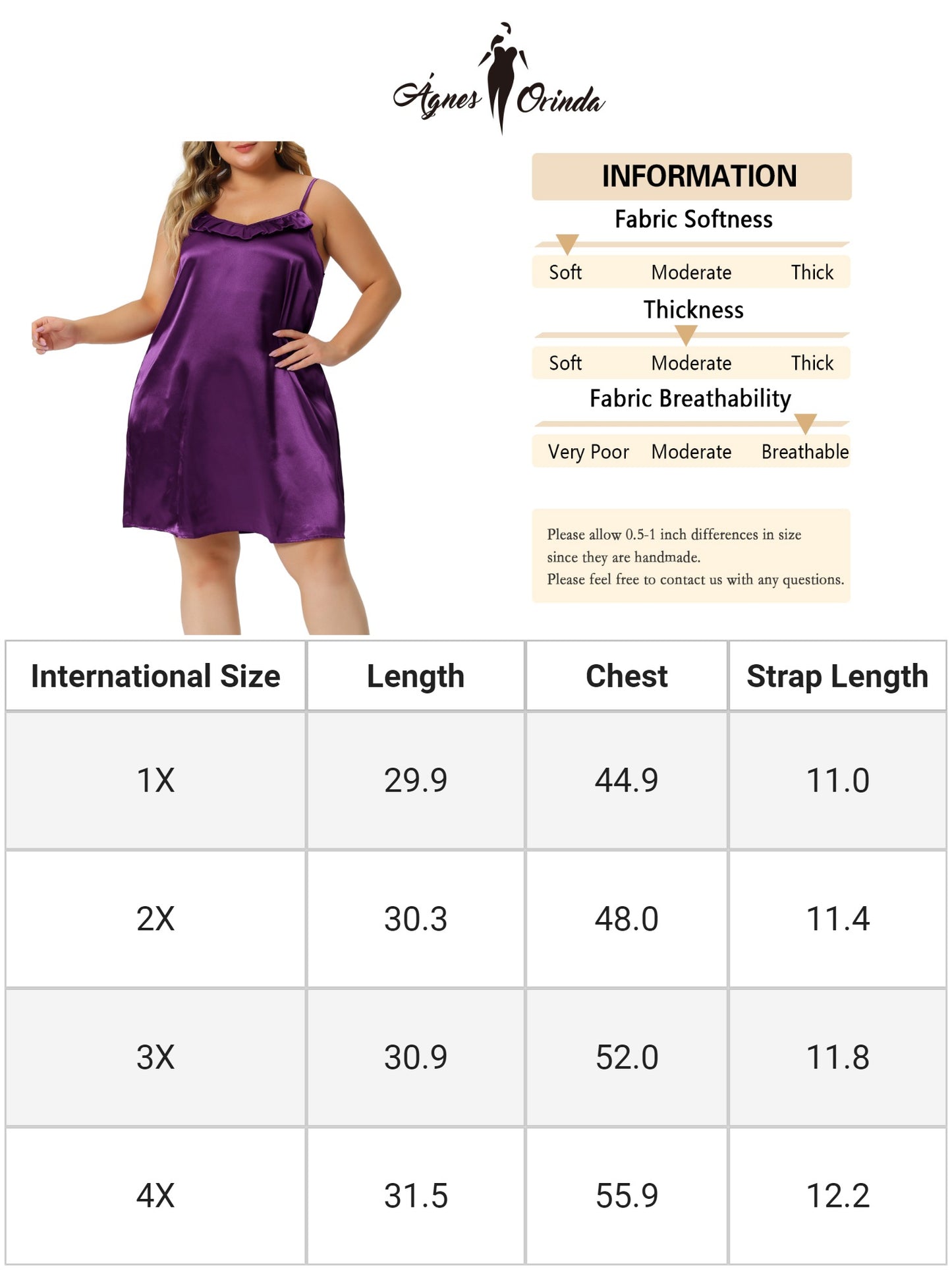 Camisón de talla grande para mujer, con volantes y escote espagueti