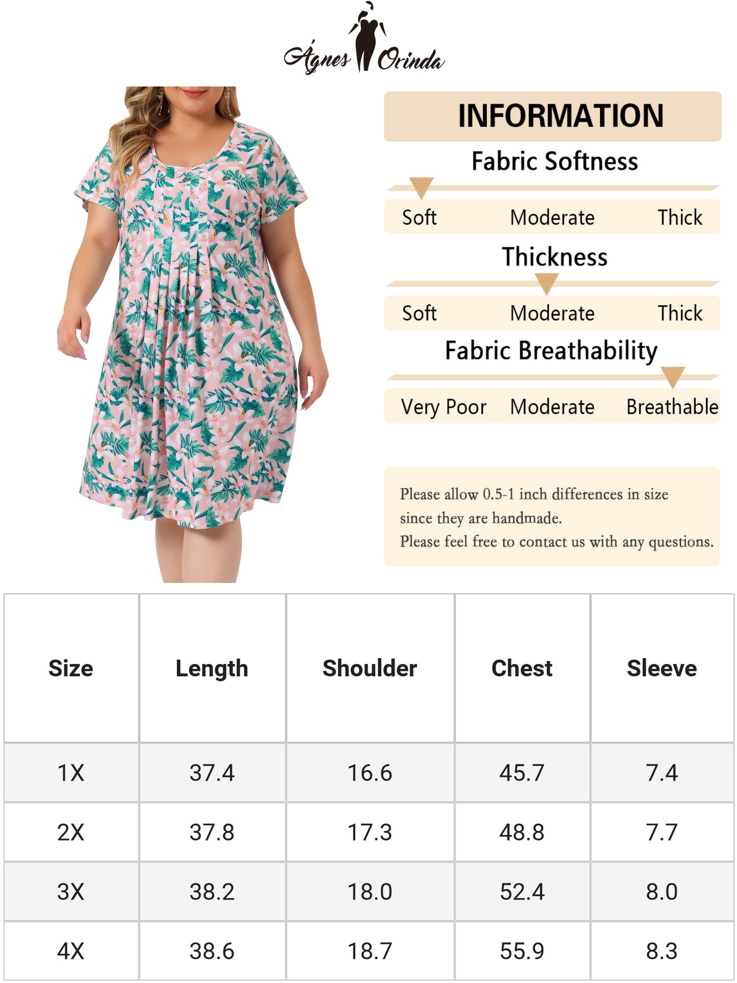 Women Plus Size Short Sleeves Pleated Summer Casual Loose Floral Dress