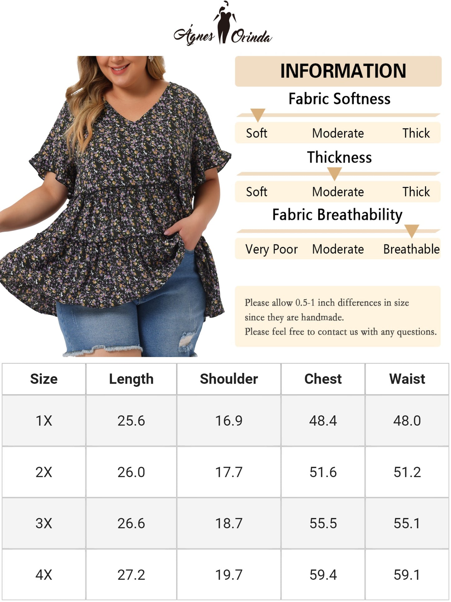Women's Plus Size Blouse Summer Tops V Neck Short Sleeve Boho Floral Babydolls Blouse