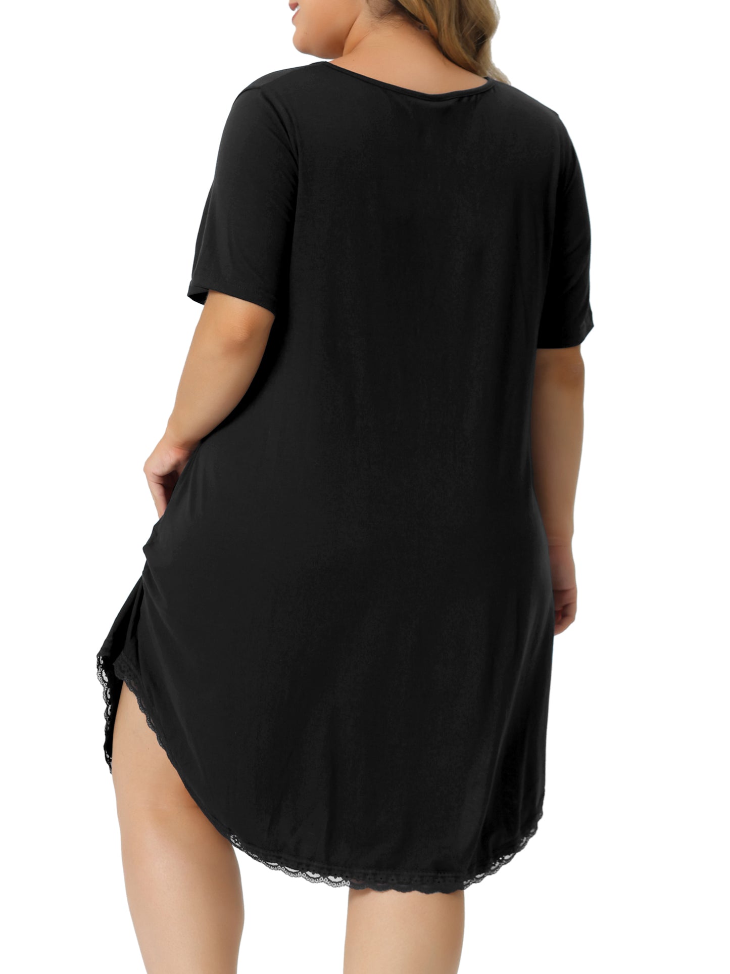 Camisones de talla grande para mujer, de manga corta, con cuello en V