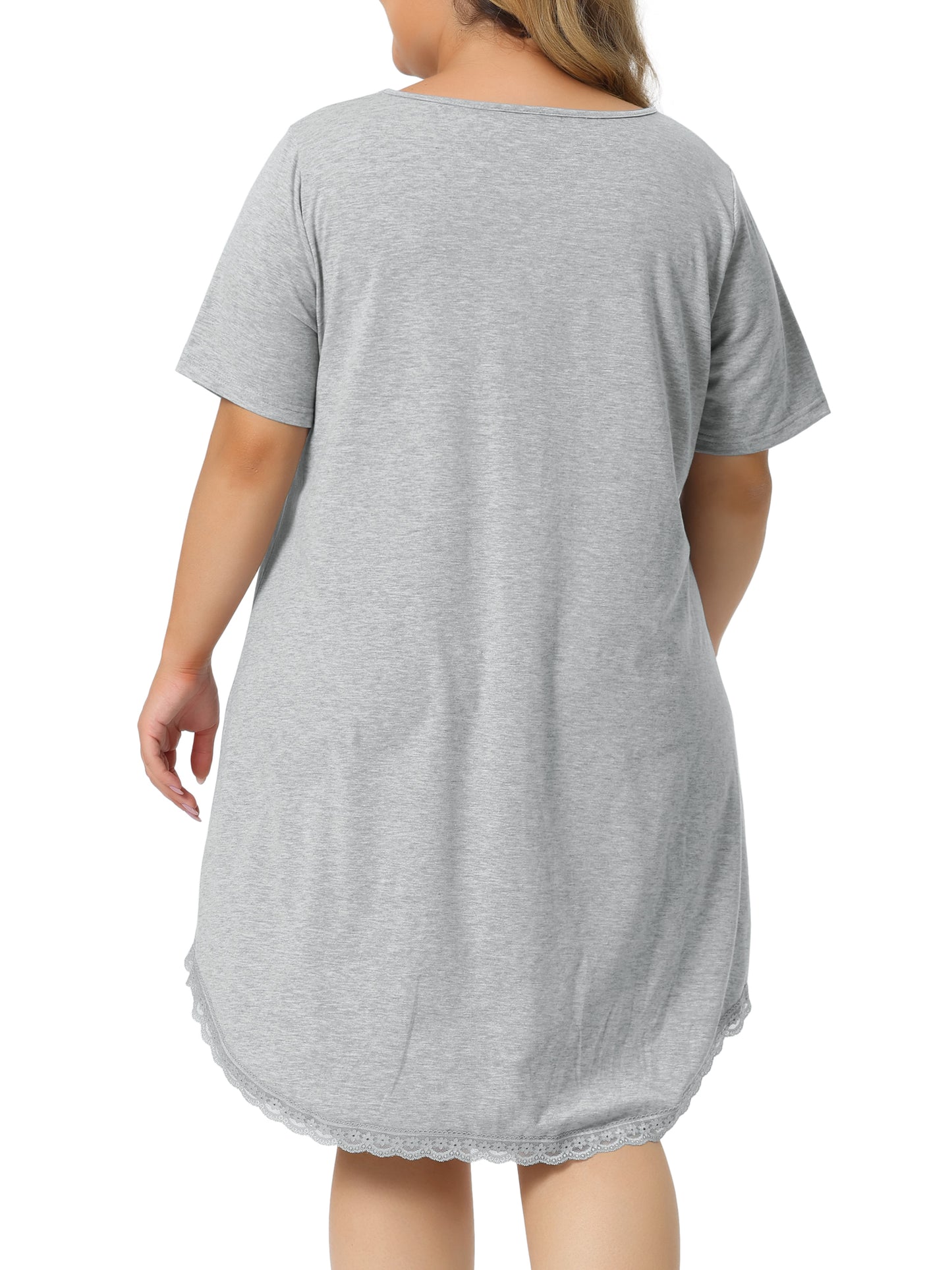 Women Plus Size Nightgowns Short Sleeve Sleepshirts V Neck Pajama Dress