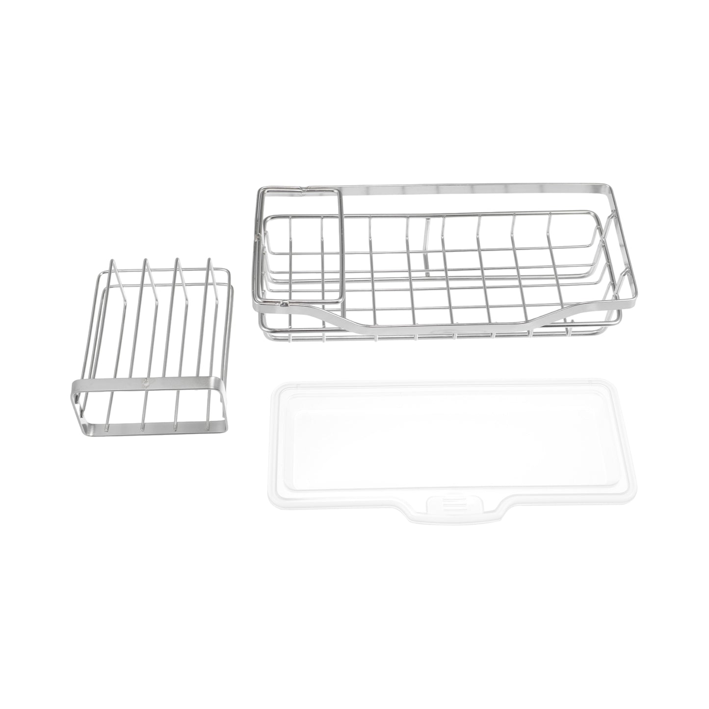 Stainless Steel Sink Caddy Organizer Brush Holder for Bathroom 8.31"x3.58"x2.36" Silver Tone