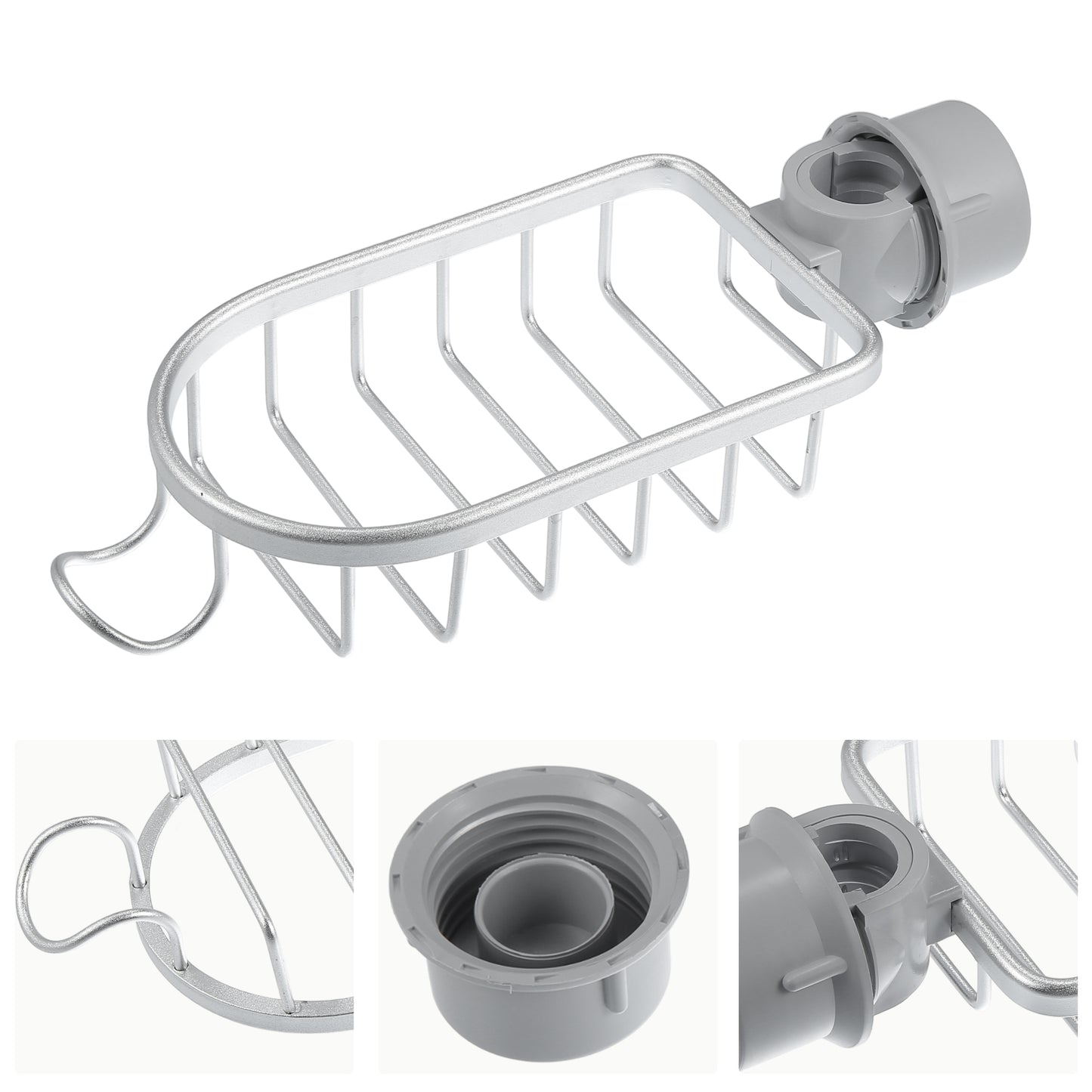 Sink Caddy Sponge Holder Faucets Caddy Organizer, 10.83"x4.25"x2.64" Silver Tone