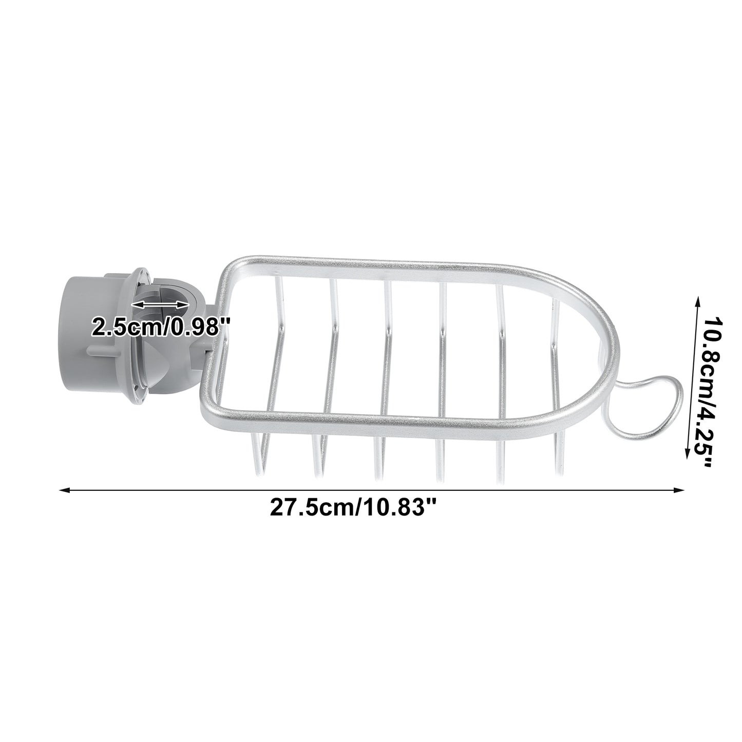 Sink Caddy Sponge Holder Faucets Caddy Organizer, 10.83"x4.25"x2.64" Silver Tone