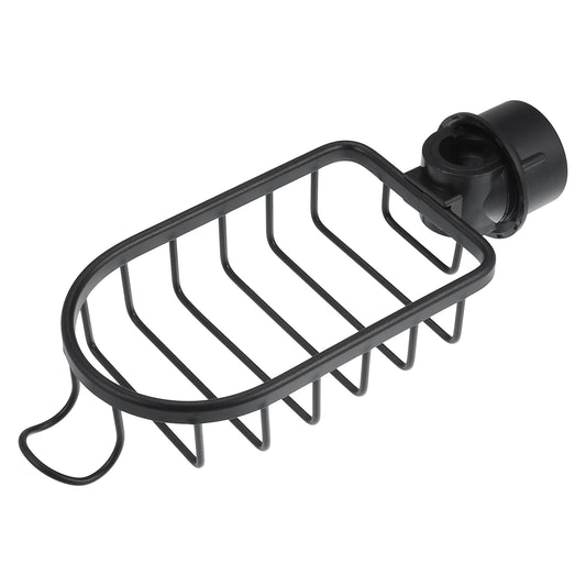 Organizador de fregadero, esponja y grifos, 27,5 x 10,8 x 6,7 cm, color negro