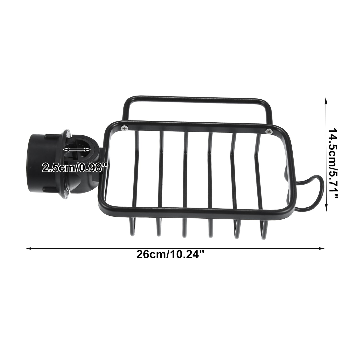 Sink Caddy Sponge Holder, Square Aluminum Faucets Caddy Organizer, 10.24"x5.71"x2.56" Black