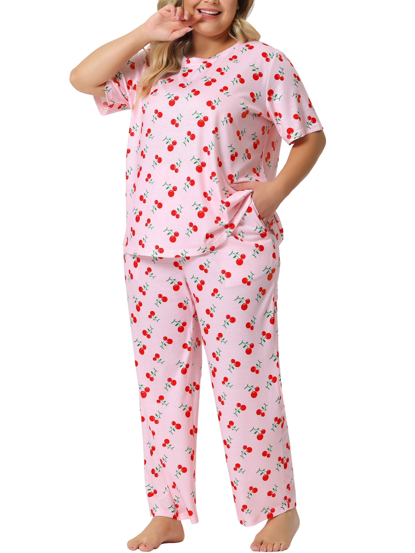 Women Plus Size Pajama Set Sleepwear Tops and Pants Pj Lounge Sets Print Pajama Sets
