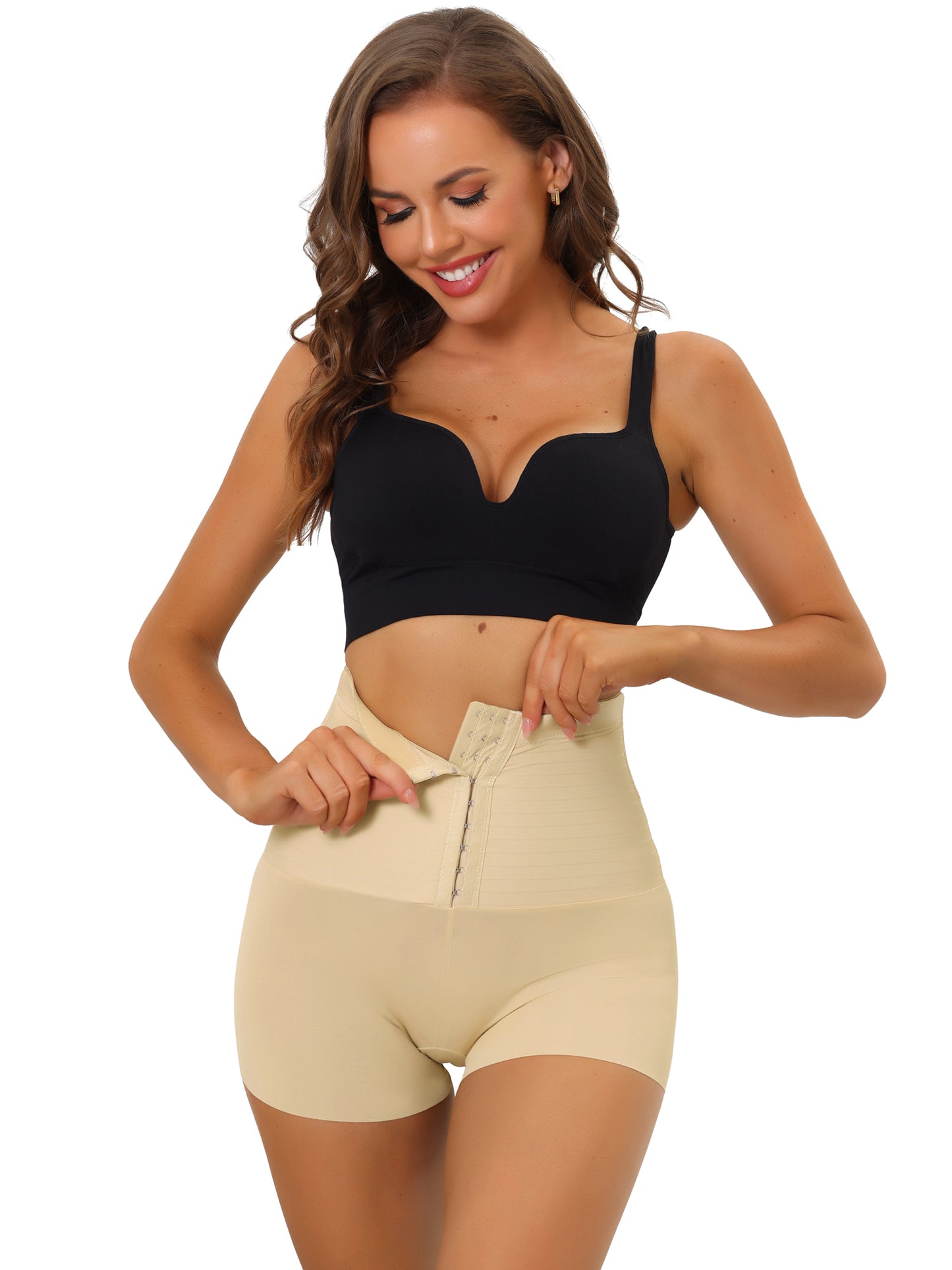 Women's Butt Lifter High Waisted Boyshorts Shapewear with Hooks Closure