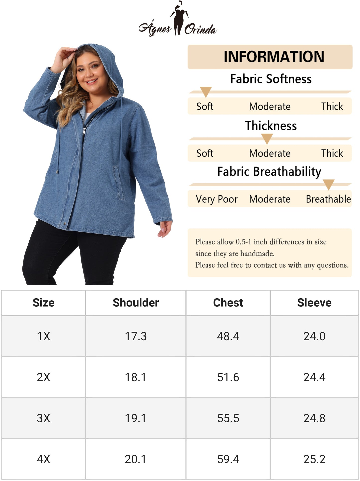 Women Plus Size Denim Jackets with Hood Layered Drawstring Utility Pockets Jean Jacket