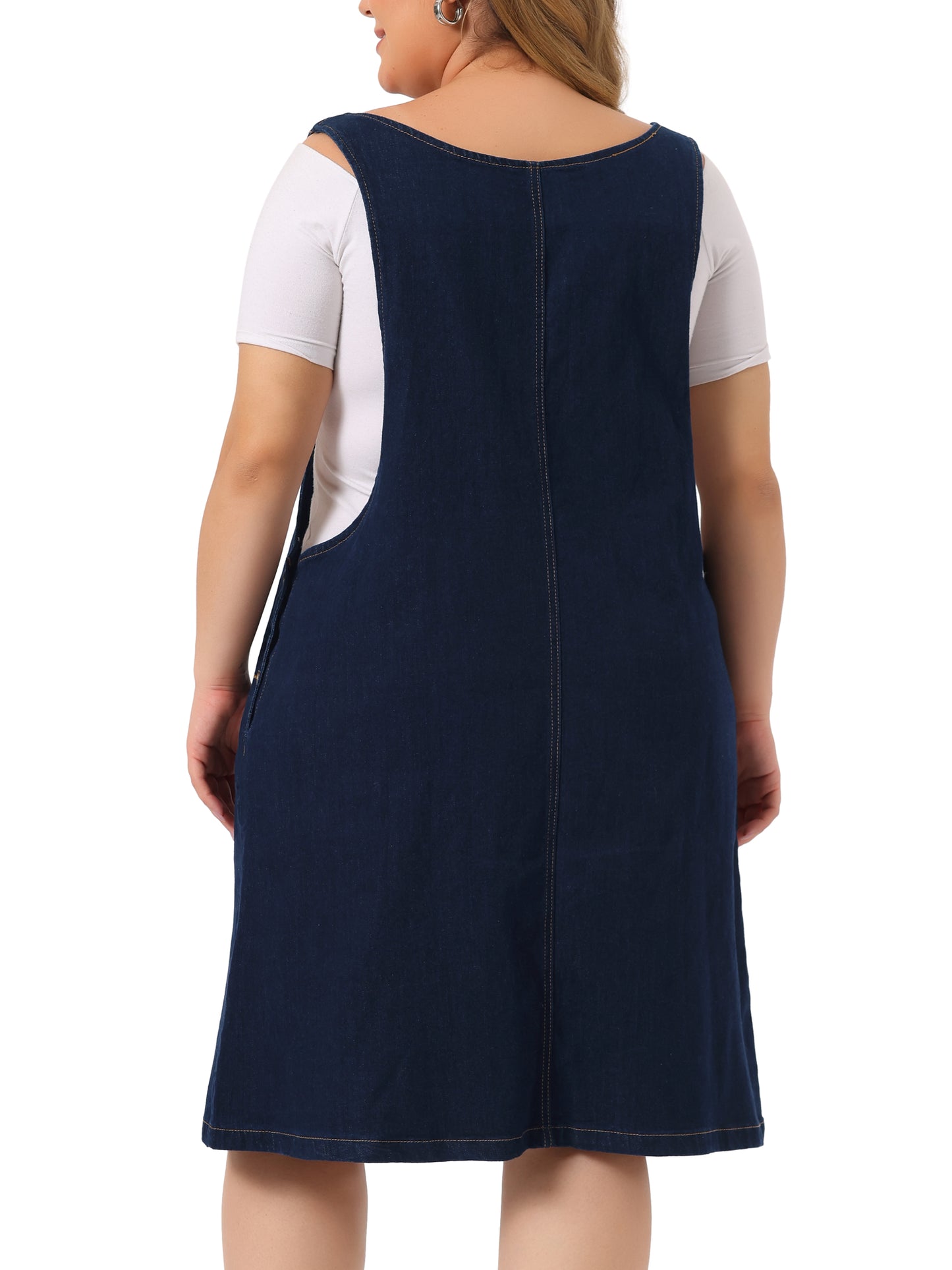 Women's Plus Size Denim Overalls Dress Suspenders Skirt Jumper Dresses Jean Overall Bib Dress