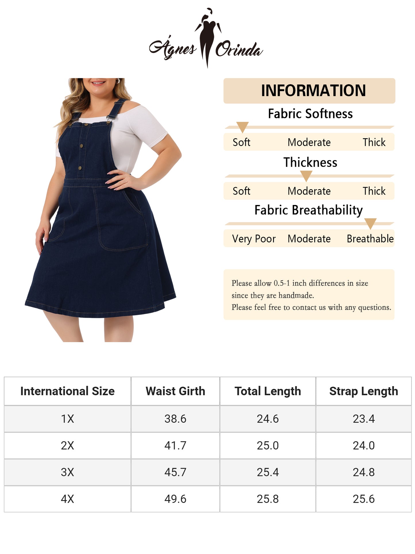 Women's Plus Size Denim Overall Dress Summer Suspender Straps Adjustable Jeans Bib Skirt