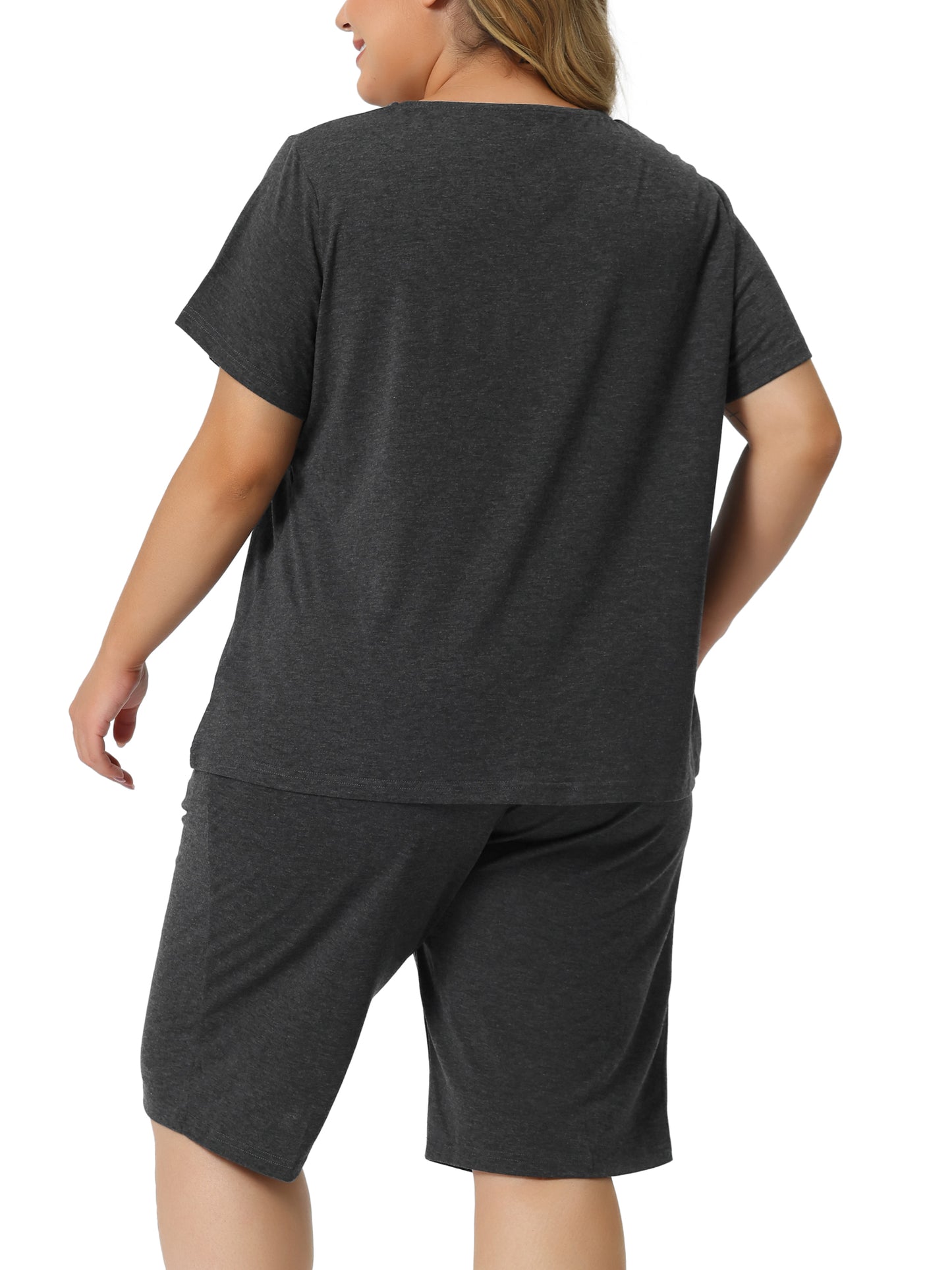 Women Plus Size Pajamas Set Short Sleeve Top and Pants Sleepwear Pajamas Lounge Set