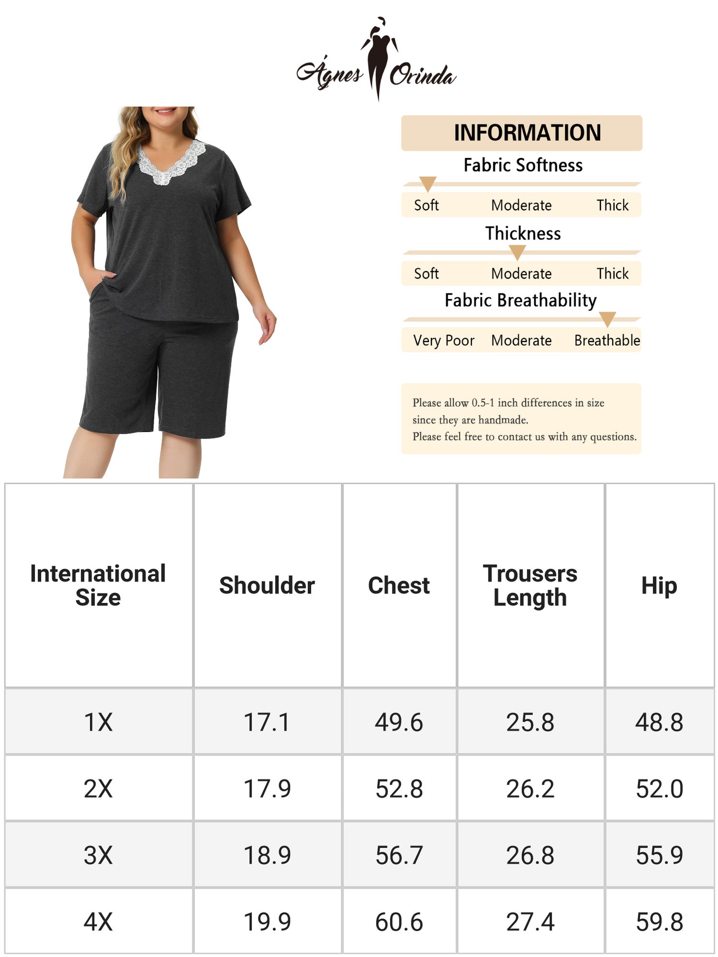 Women Plus Size Pajamas Set Short Sleeve Top and Pants Sleepwear Pajamas Lounge Set