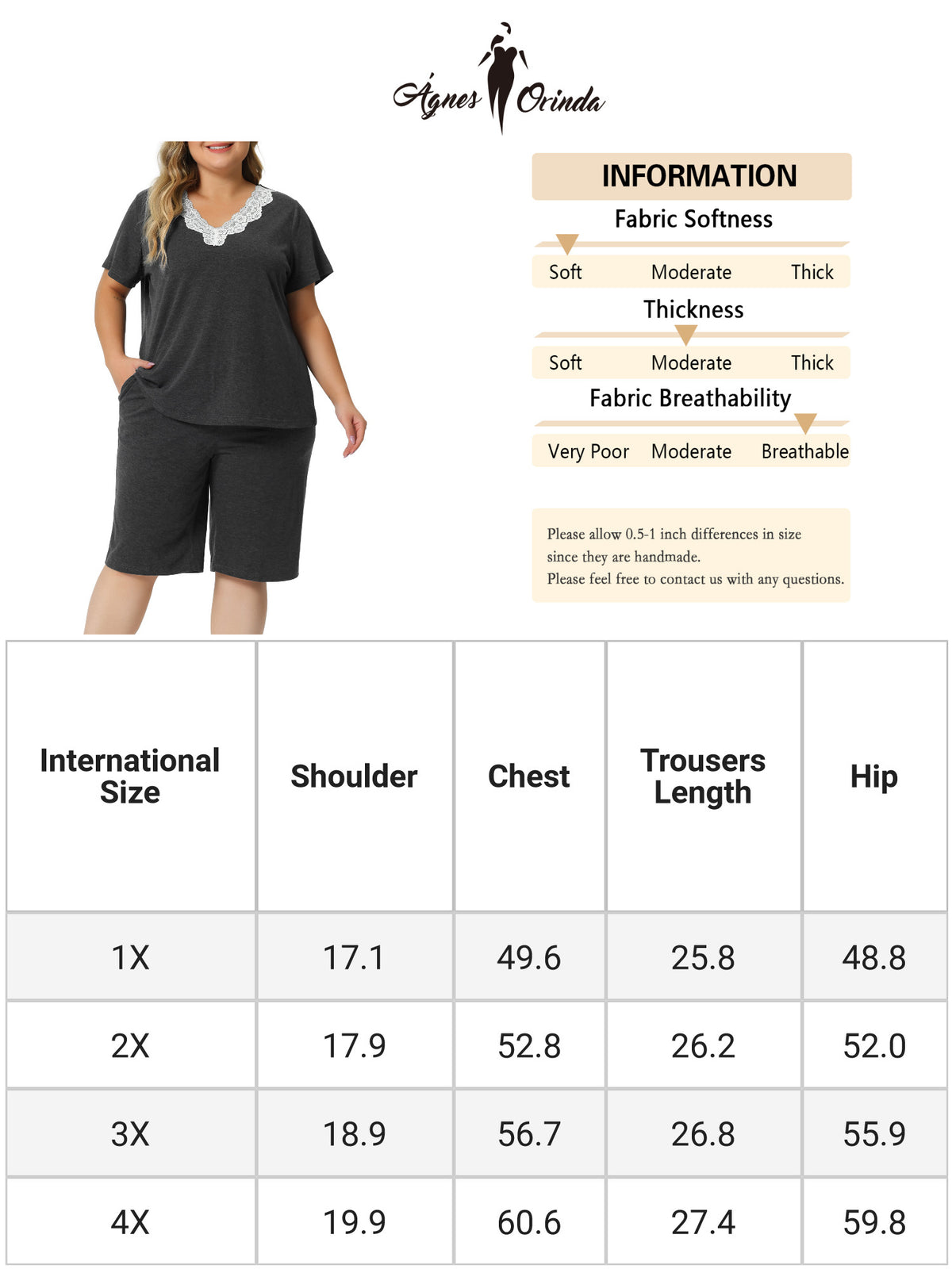 Women Plus Size Pajamas Set Short Sleeve Top and Pants Sleepwear Pajamas Lounge Set