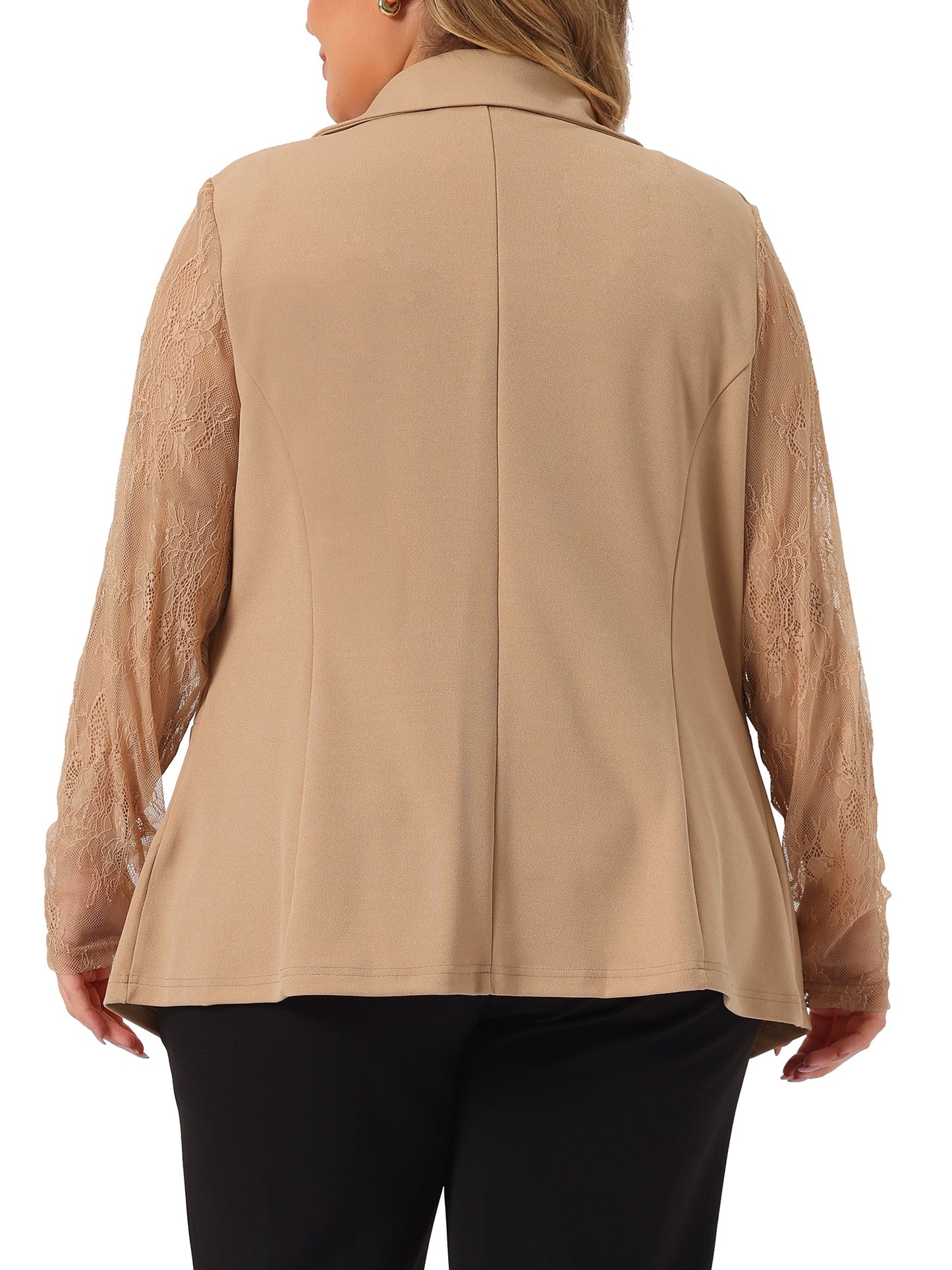 Women Plus Size Blazers Work Jackets Notch Lapel Lace Front Blazer Jackets